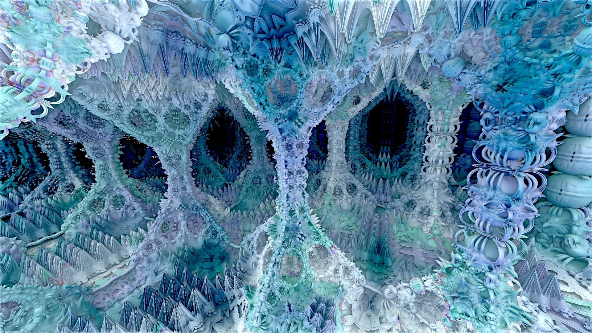 Ice Blue, fractal ice formations, cool blues, Full HD Desktop Wallpaper