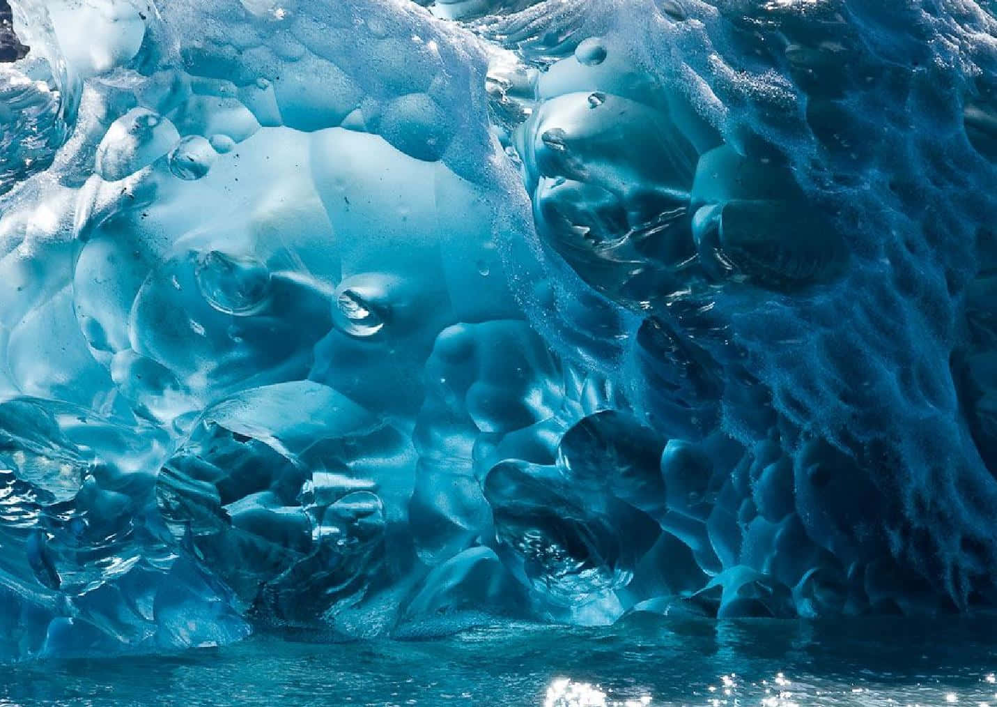 Ice Blue, translucent blue ice, air bubbles, HD Desktop Wallpaper