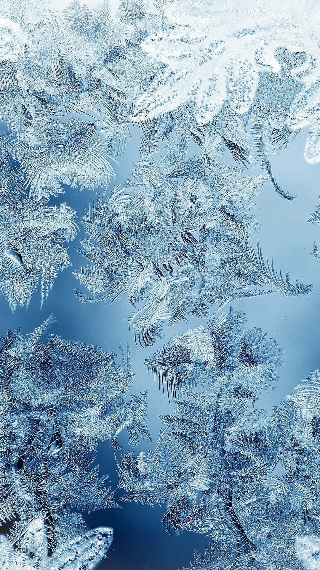 Ice Blue, frost crystals, cool blue glass surface, Full HD Phone Wallpaper