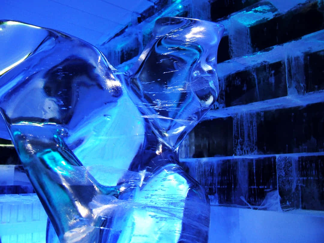 ice blue, glowing blue ice sculpture, couple embracing, SD Desktop Wallpaper