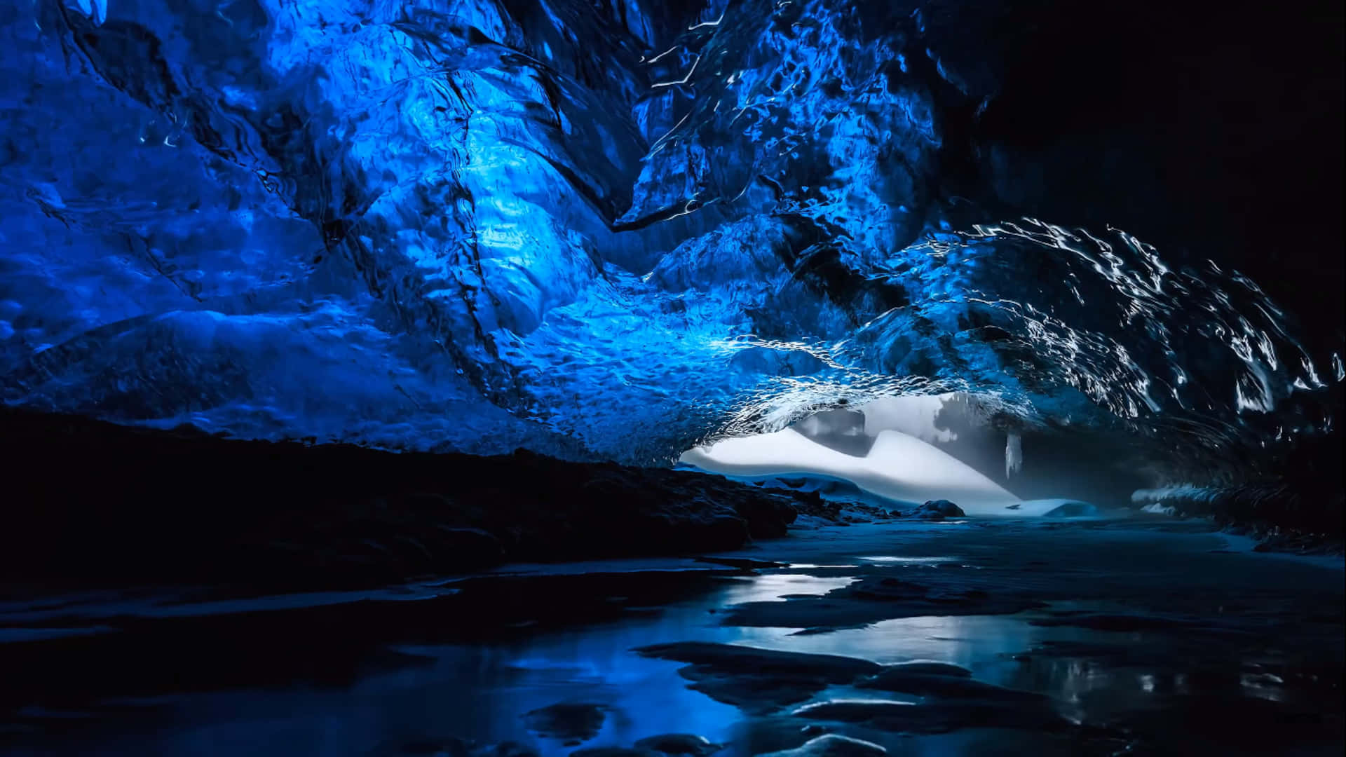 Ice Blue, blue ice cave, crystalline walls, Full HD Desktop Wallpaper