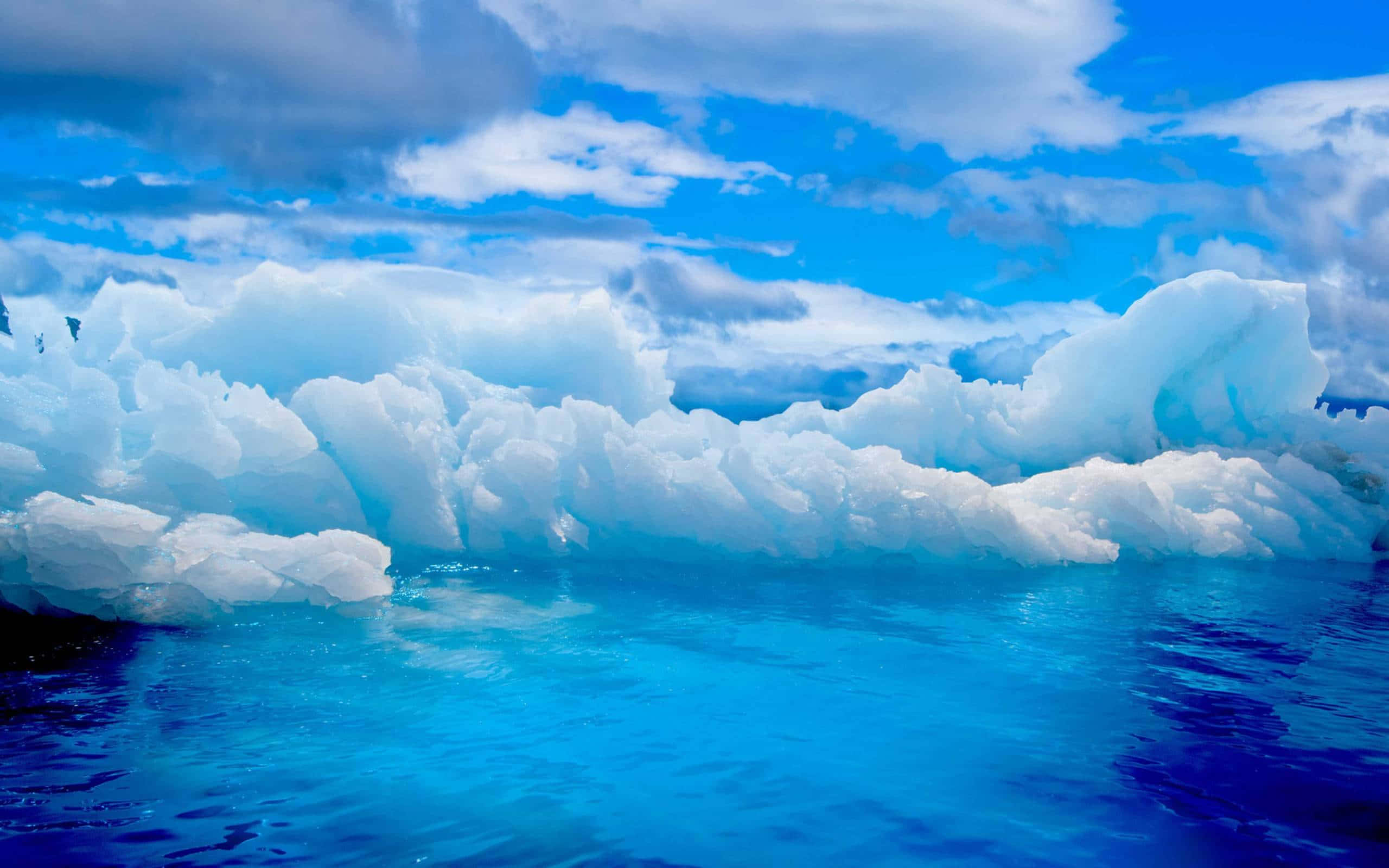 Ice Blue, iceberg, jagged white peaks, 2K Desktop Wallpaper