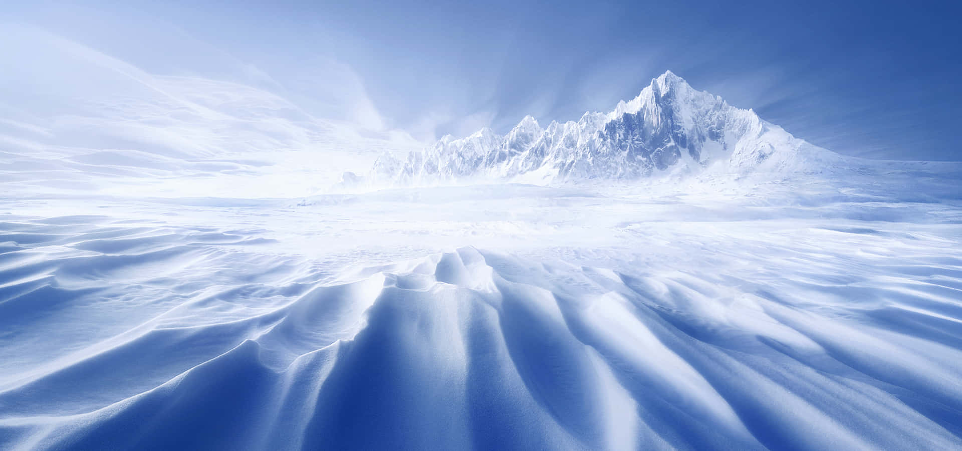 Ice Blue, snowy plain, snow-capped mountain, Full HD Desktop Wallpaper
