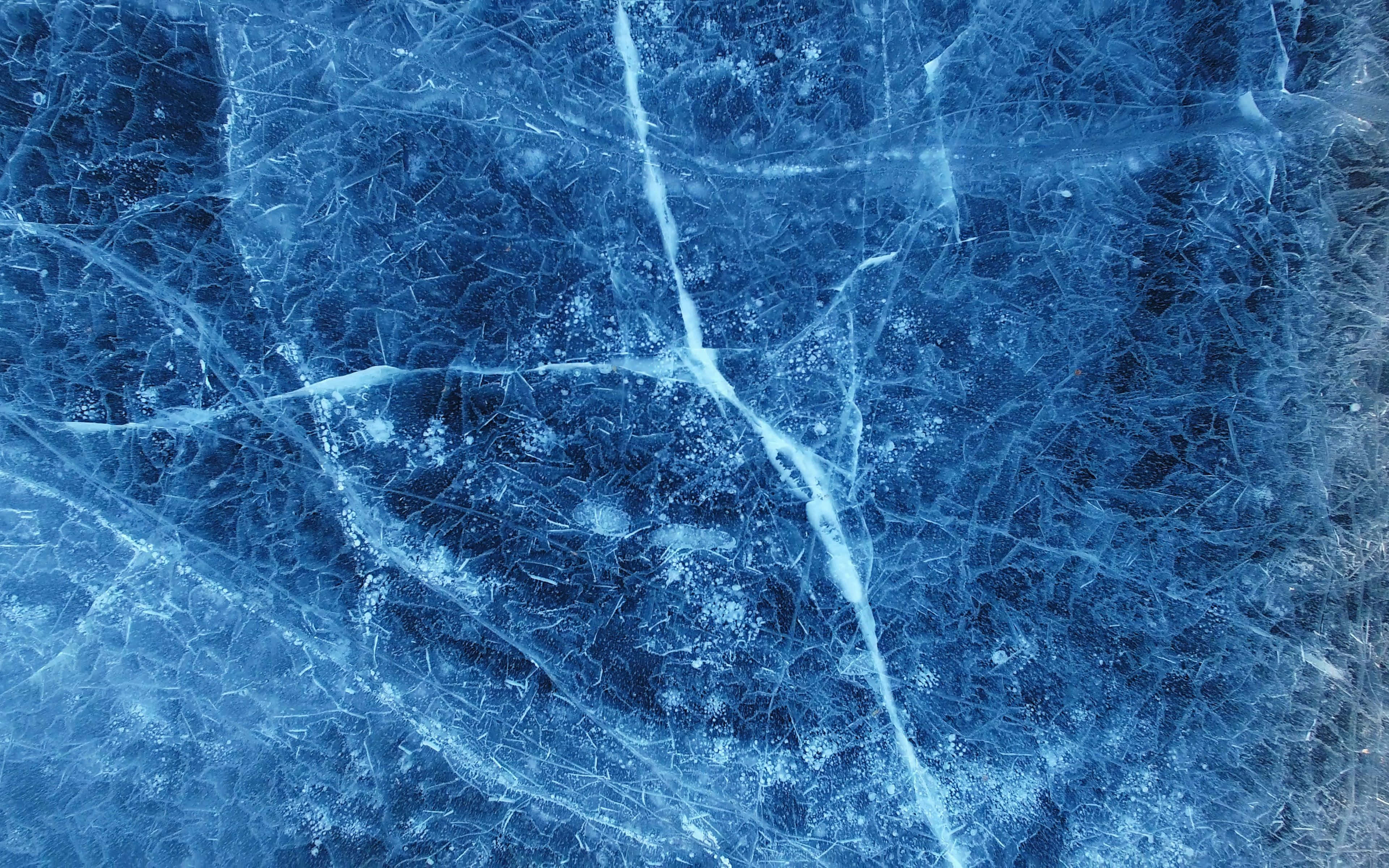 ice blue, blue ice, white cracks, 4K Desktop Wallpaper