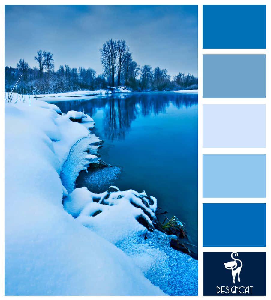 Ice Blue, twilight sky, frozen riverbank, SD Phone Wallpaper