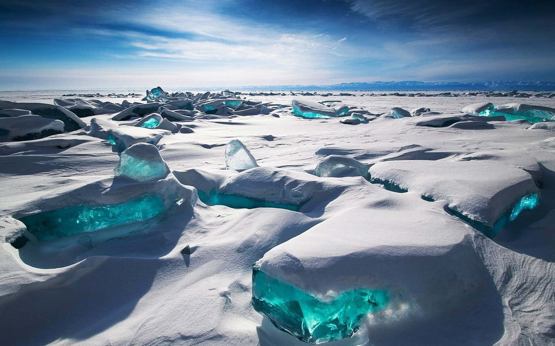 Ice Blue, turquoise, pristine snow, Full HD Desktop Wallpaper