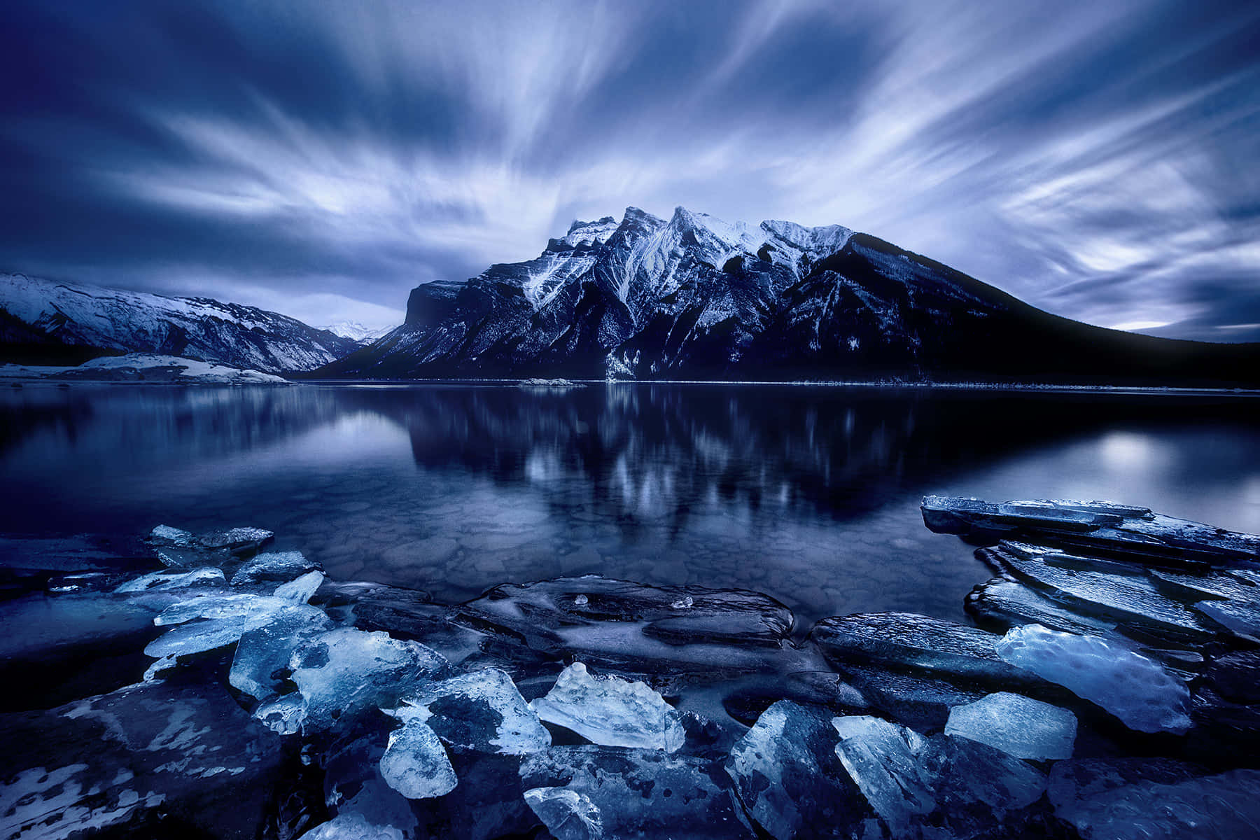 Ice Blue, snow-covered winter landscape, frozen lake, HD Desktop Wallpaper