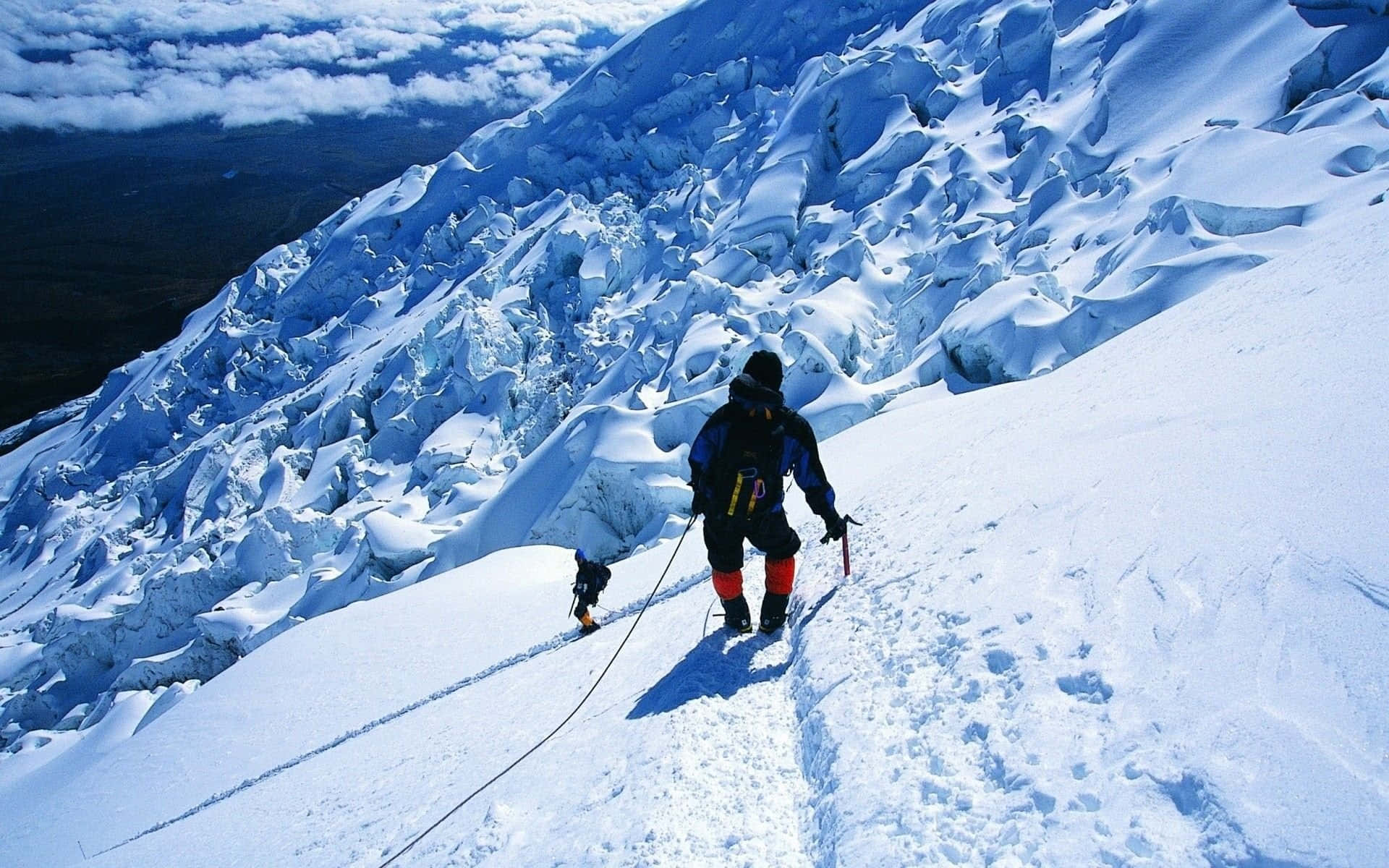 Ice Climbing, glacier, snow-covered, Full HD Desktop Wallpaper