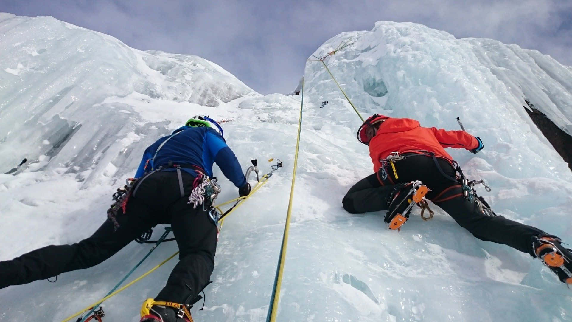 Ice Climbing, 1920 x 1080, icy mountain face, Full HD Desktop Wallpaper