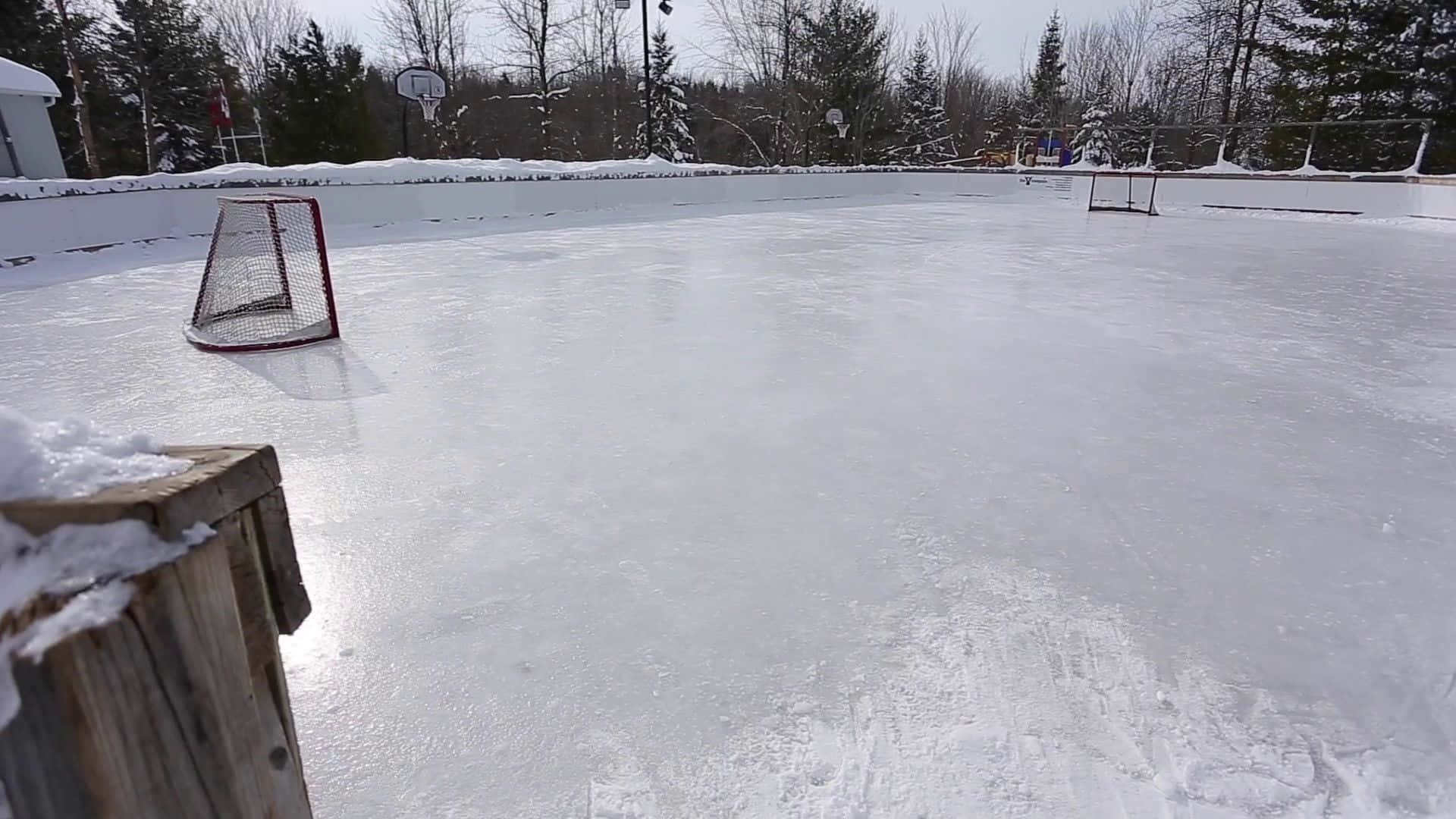 ice rink, outdoor hockey rink, snow, Full HD Desktop Wallpaper