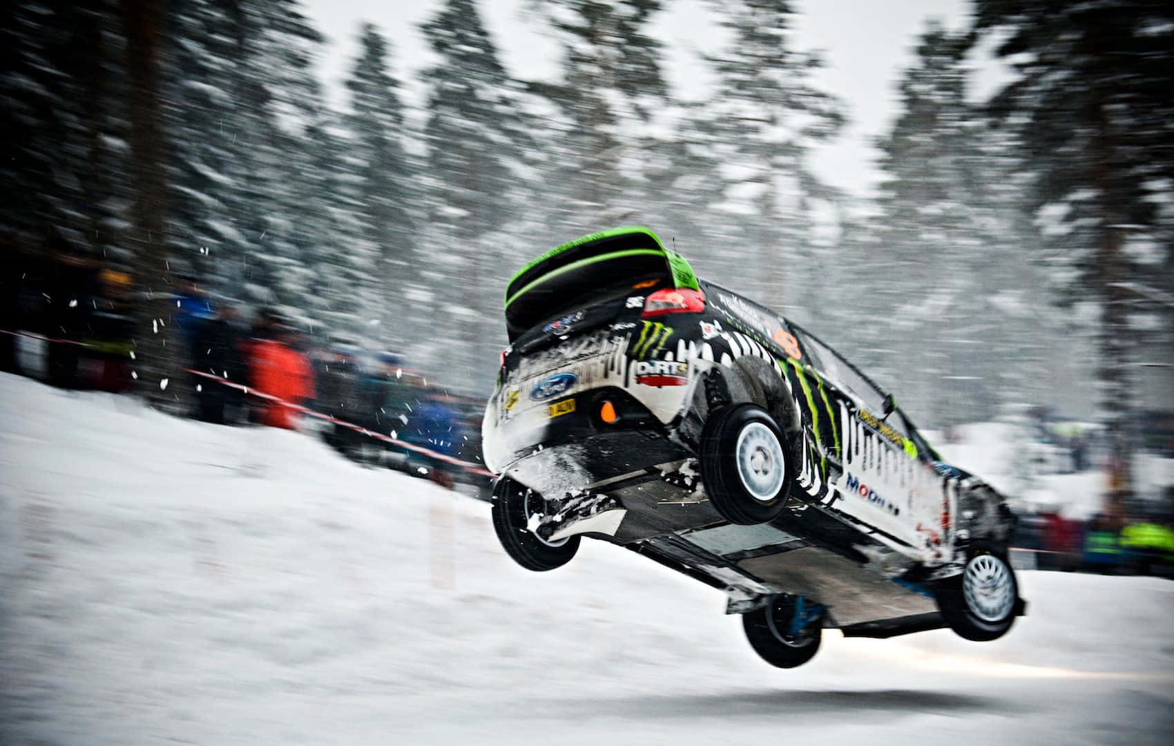 Ice Racing, snow-covered track, rally car, HD Desktop Wallpaper