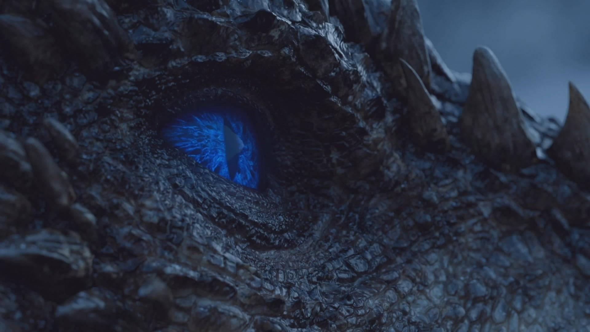 Ice Dragon, glowing blue eye, dark scaled skin, Full HD Desktop Wallpaper