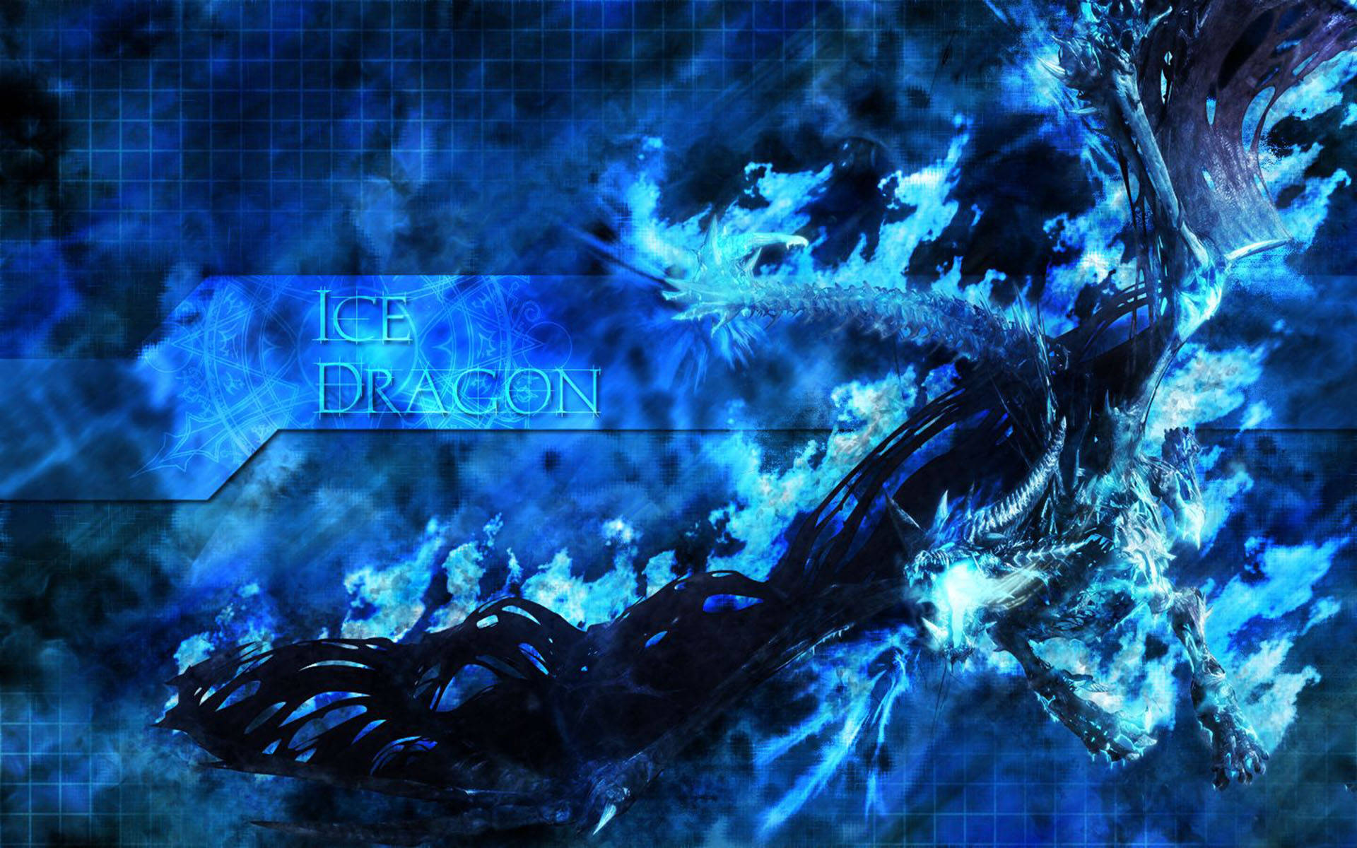 Ice Dragon, glowing blue scales, frosty wings, Full HD Desktop Wallpaper