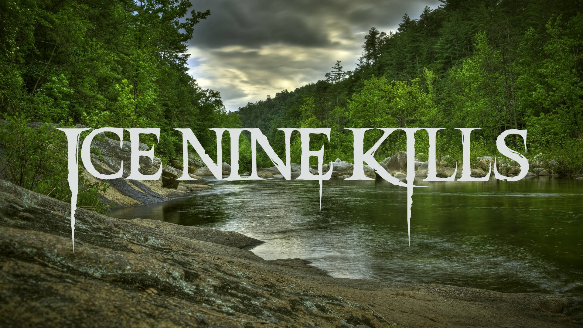 Ice Nine Kills, river, lush green forest, Full HD Desktop Wallpaper