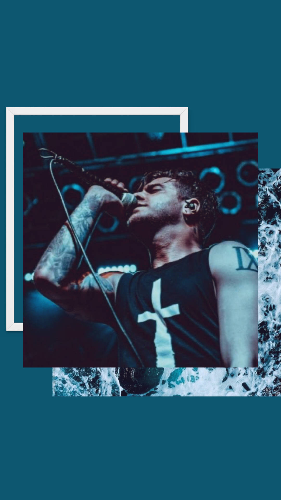 Ice Nine Kills, tattooed male singer, blue stage lights, Full HD Phone Wallpaper