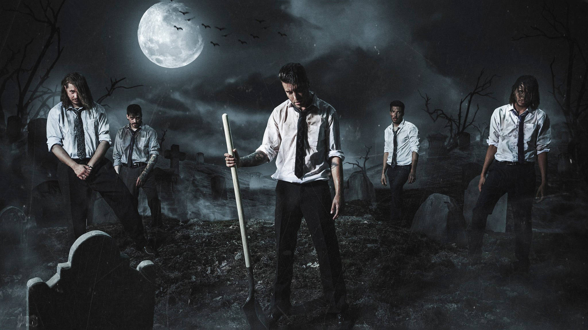 Ice Nine Kills, graveyard, full moon, Full HD Desktop Wallpaper