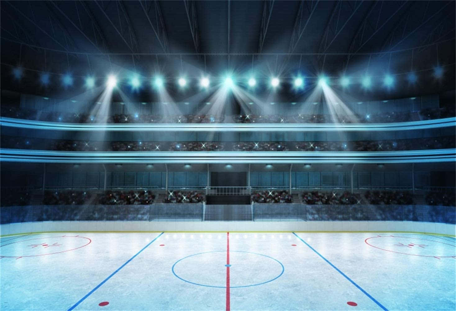 Ice Rink, indoor ice hockey rink, stadium lights, HD Desktop Wallpaper