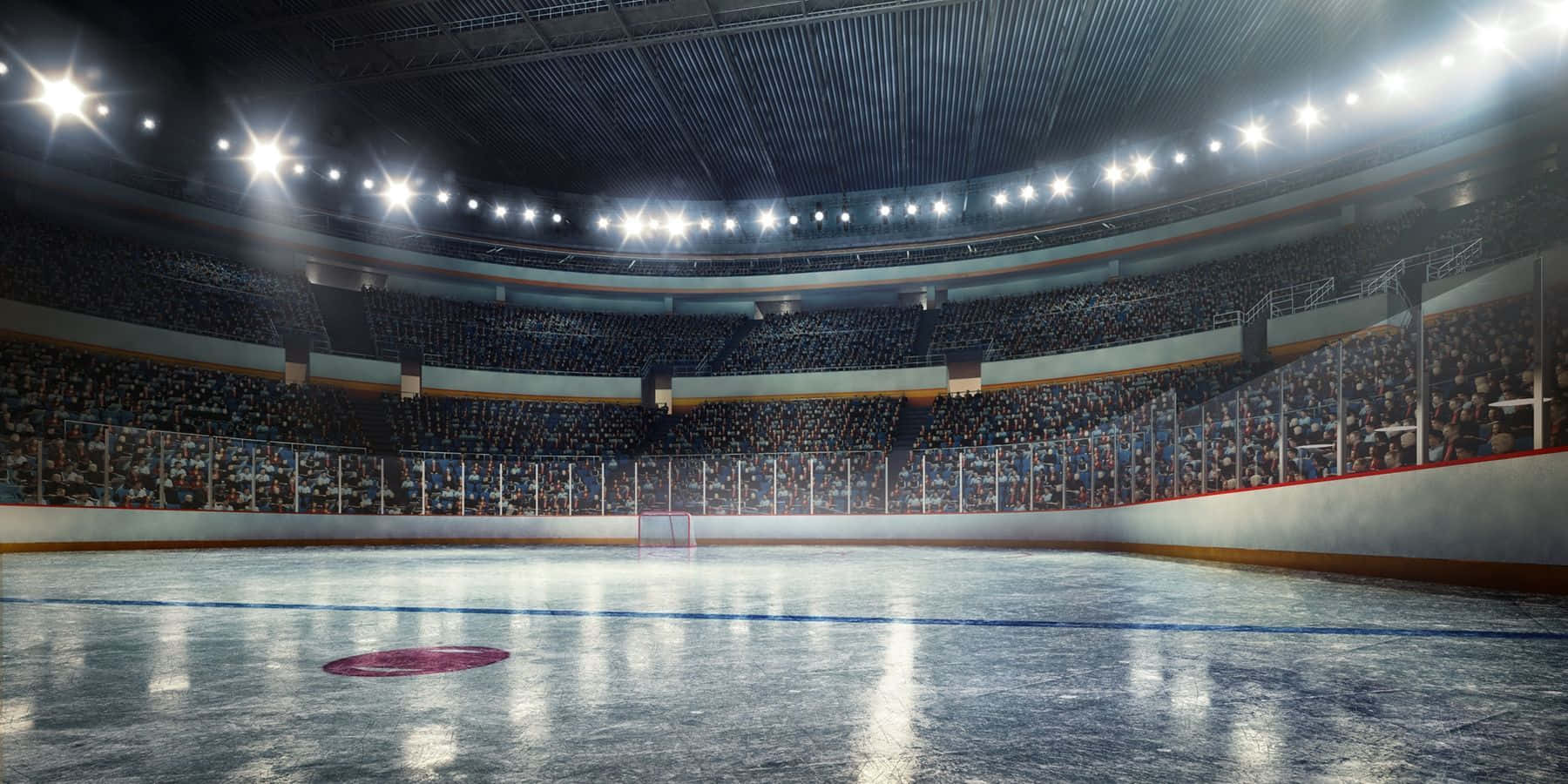 ice rink, indoor ice hockey rink, reflective ice, HD Desktop Wallpaper