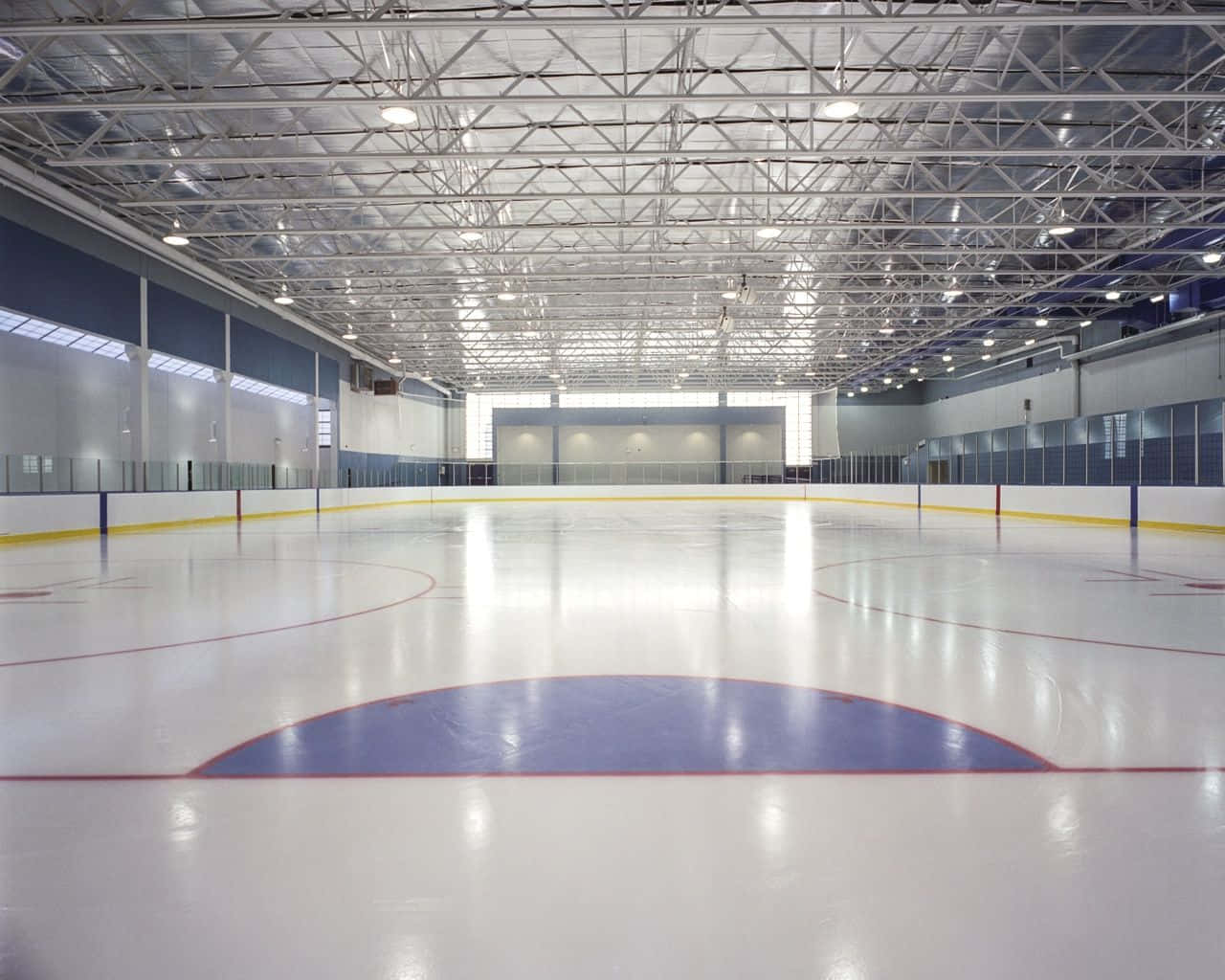 ice rink, indoor ice rink, polished ice surface, HD Desktop Wallpaper