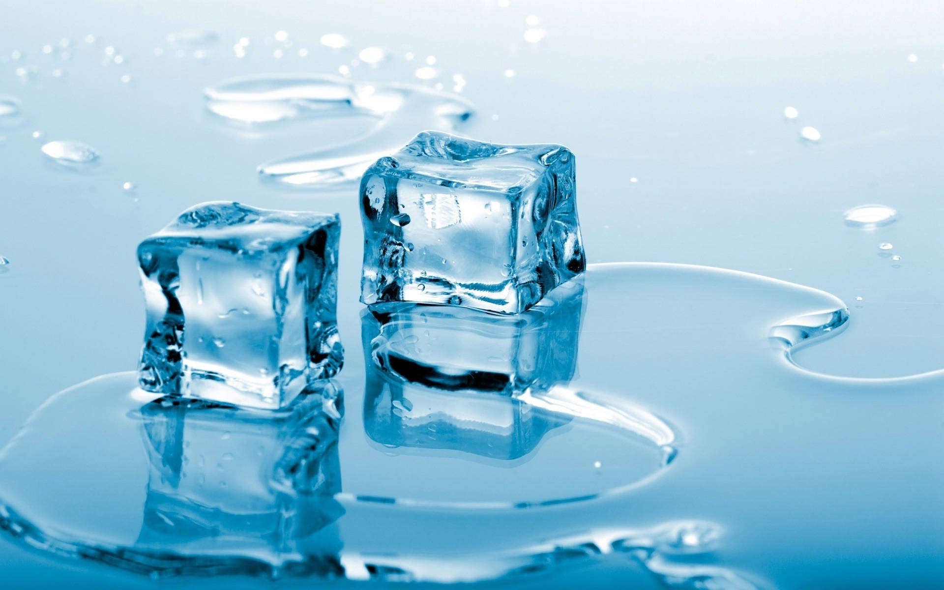 ice cube, cool blue water, ripples, Full HD Desktop Wallpaper