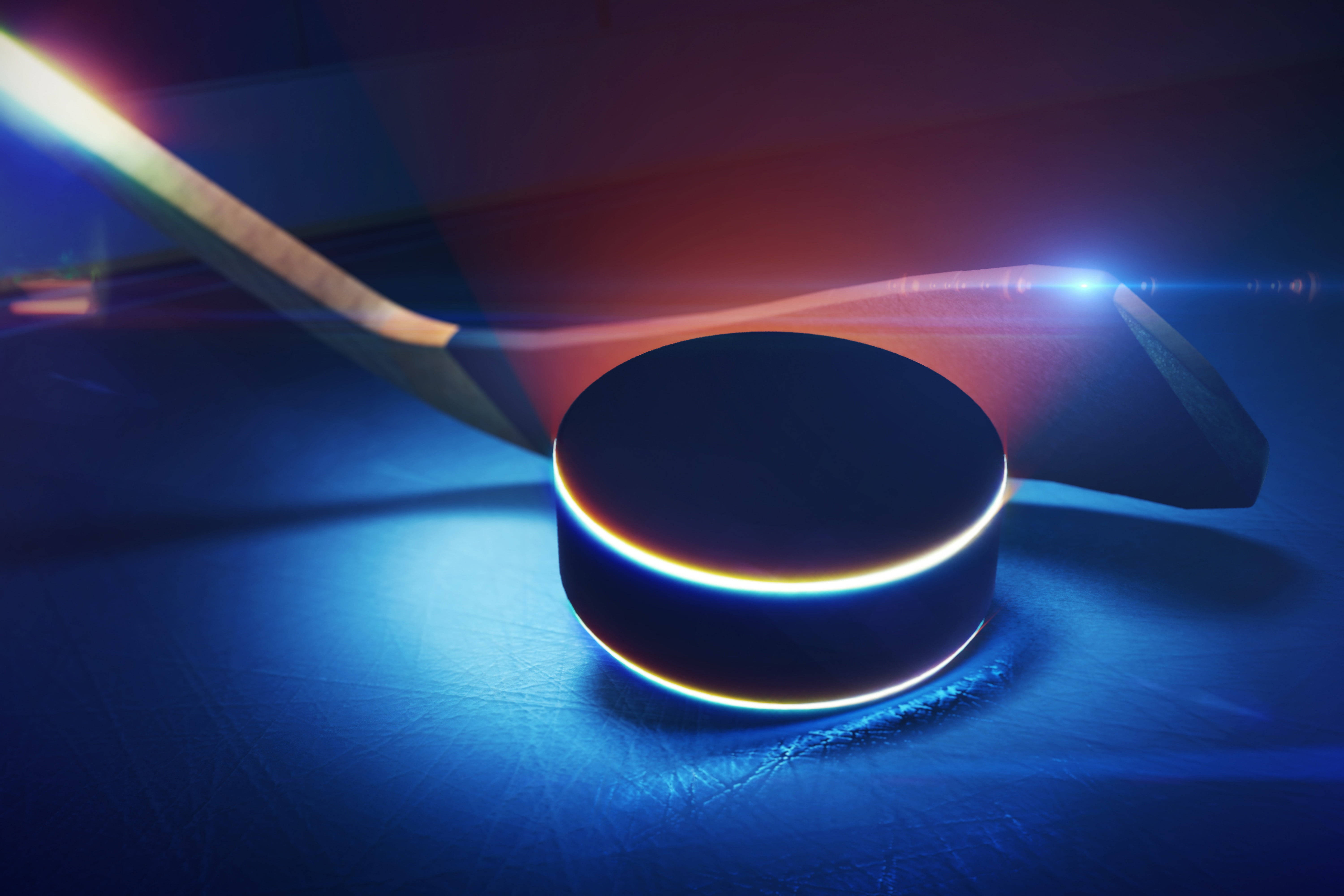 neon blue, red light, icy surface, 5K Desktop Wallpaper