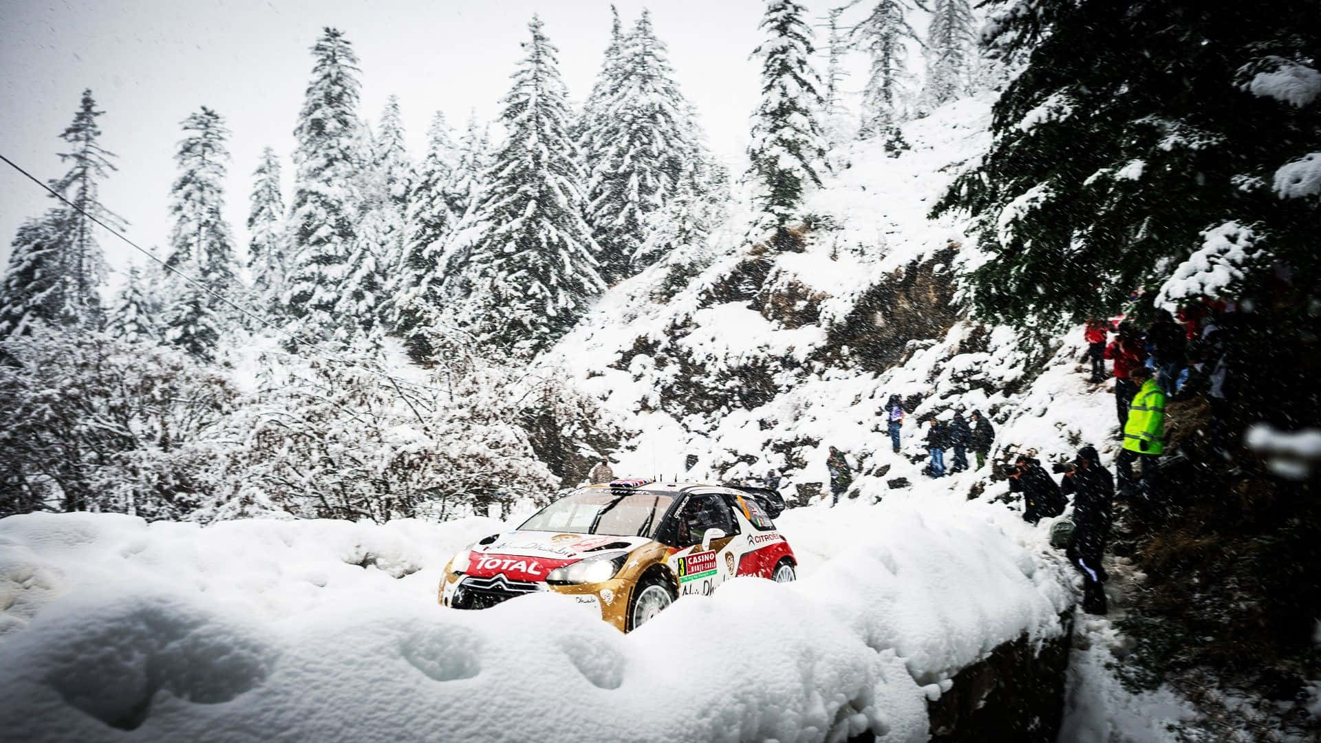 ice racing, frozen track, rally car, Full HD Desktop Wallpaper