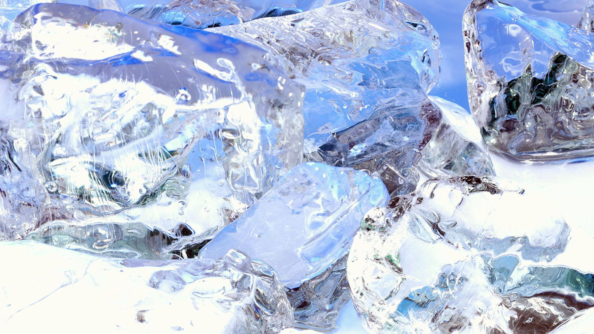 translucent blue ice cubes, sharp edges, trapped air bubbles, Full HD Desktop Wallpaper