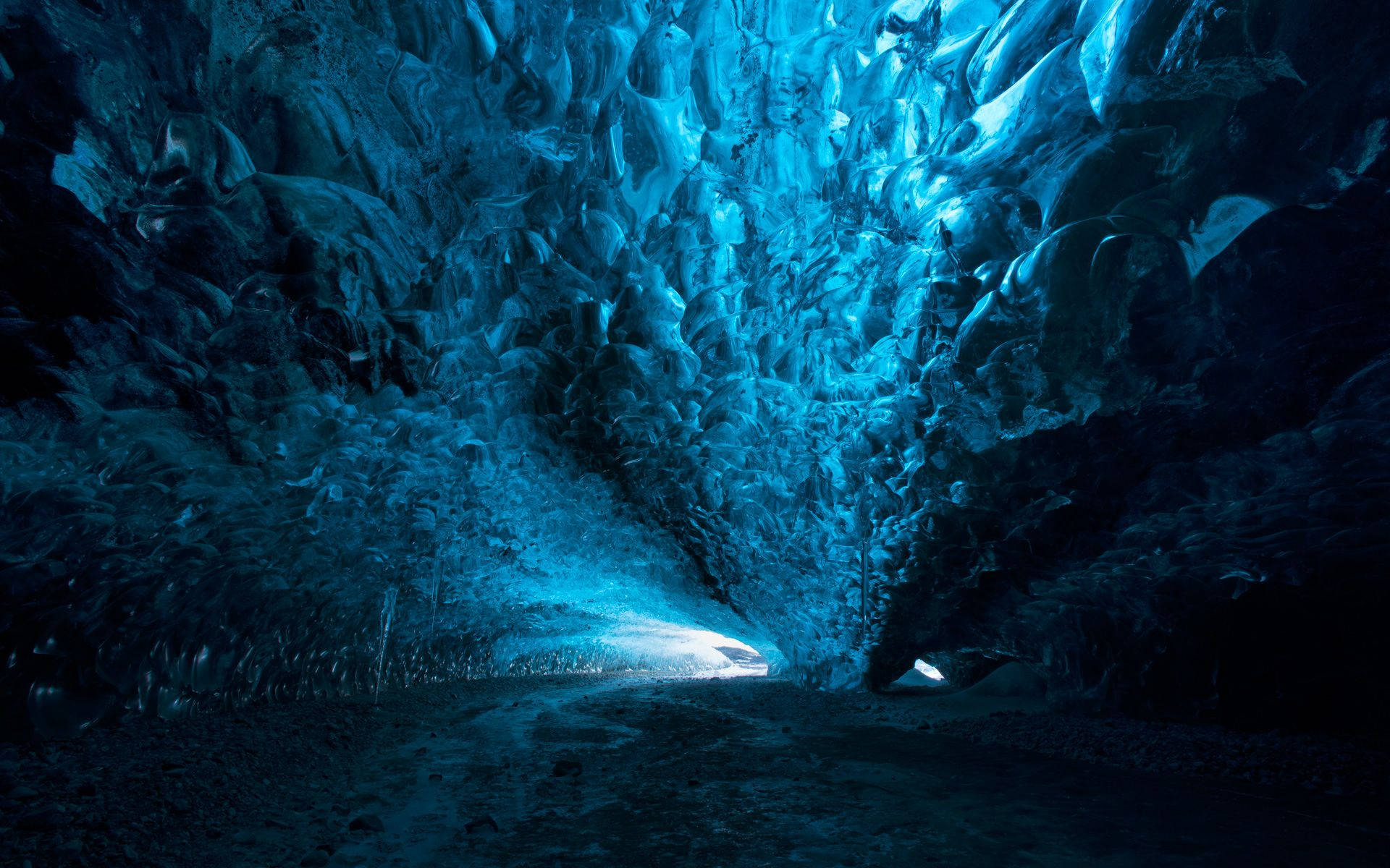 ice cave, blue ice, jagged crystalline walls, Full HD Desktop Wallpaper