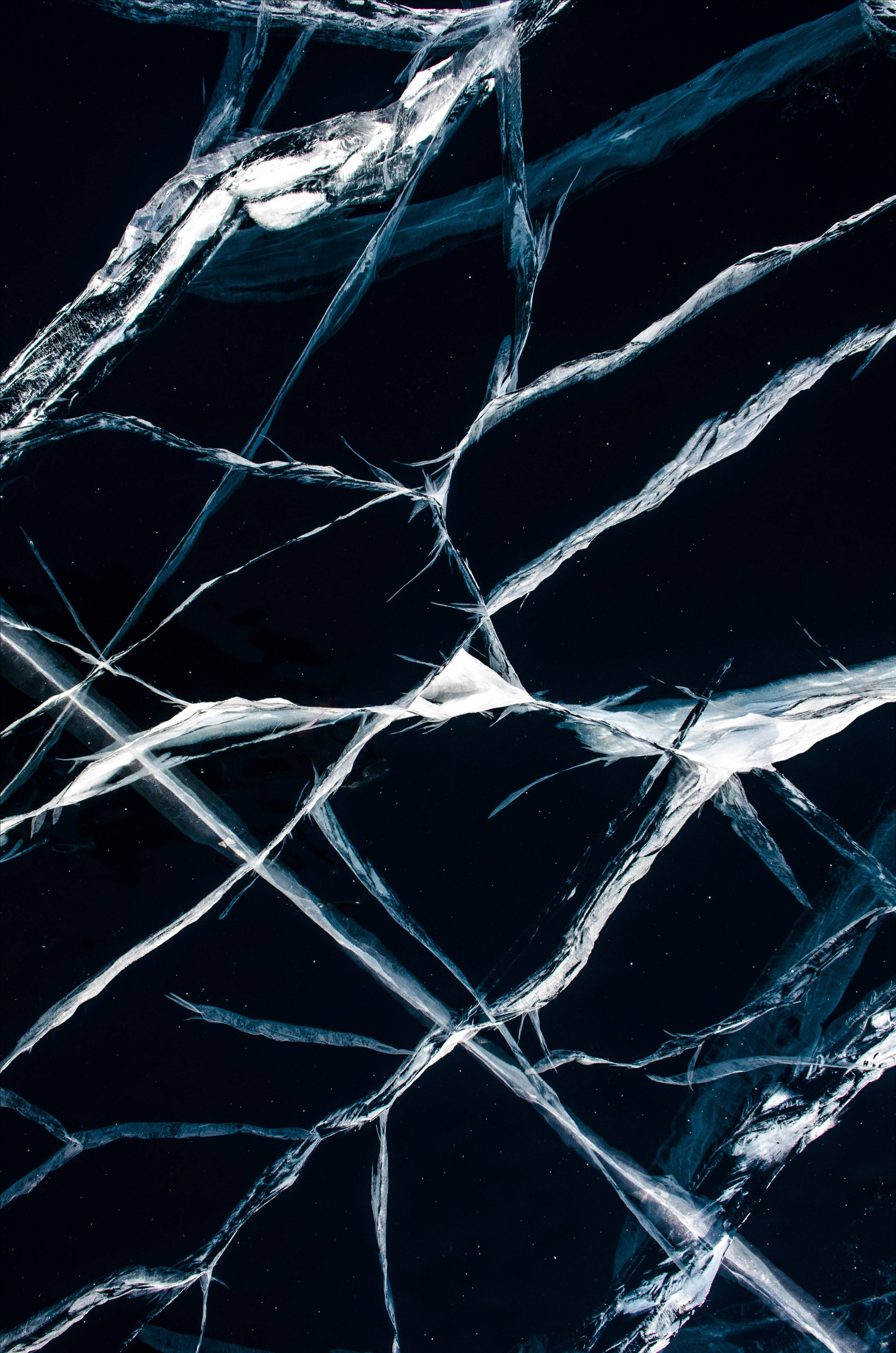 clear cracked ice, lake, icy blue light, 4K Phone Wallpaper