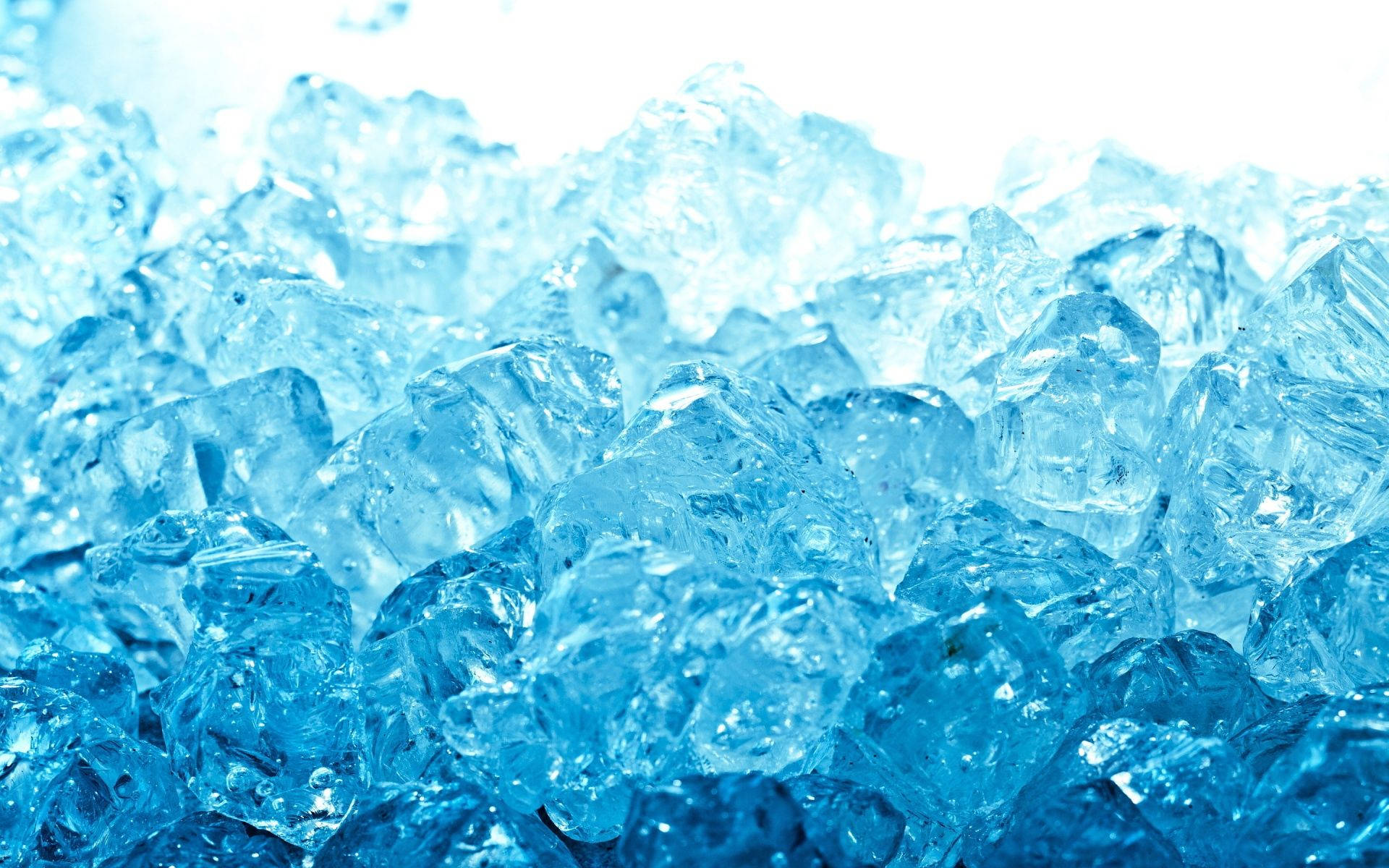 blue crushed ice, translucent blue ice cubes, sharp facets, Full HD Desktop Wallpaper