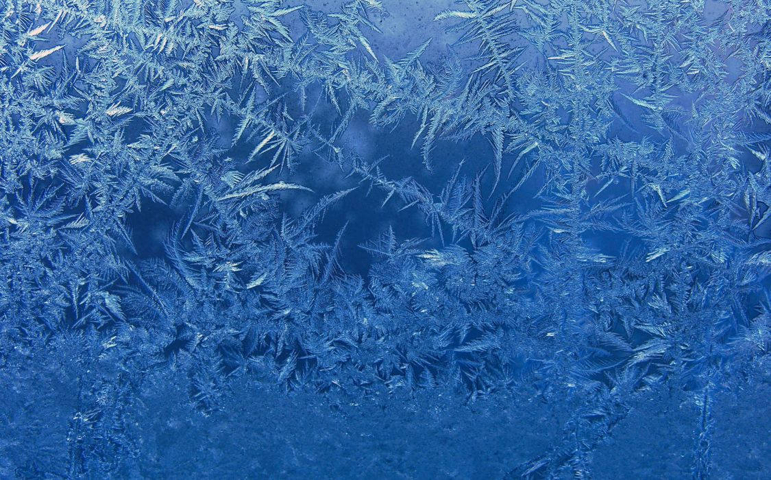 frozen ice blue, blue frost crystals, feather-like patterns, SD Desktop Wallpaper