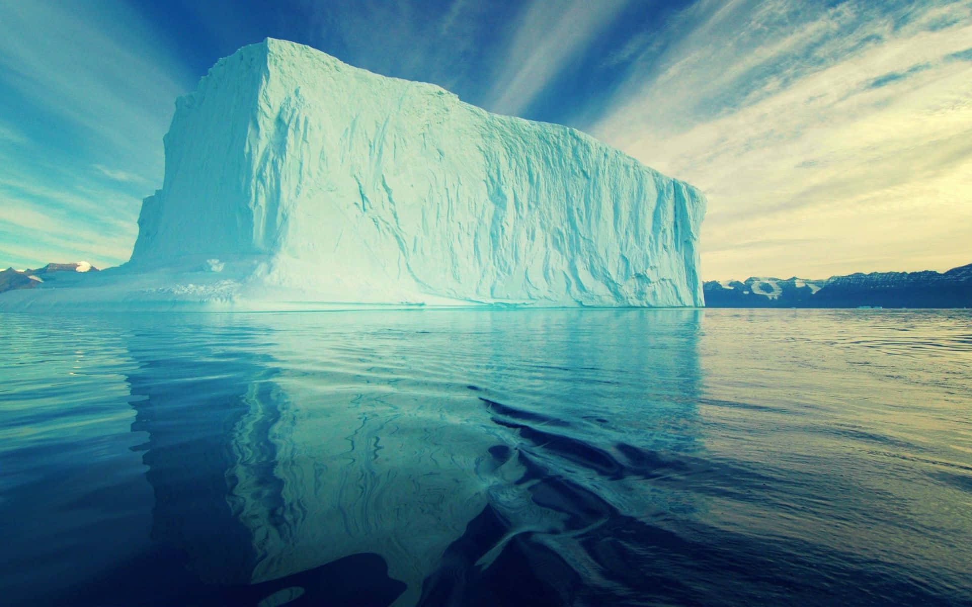 Iceberg, turquoise hues, calm waters, Full HD Desktop Wallpaper