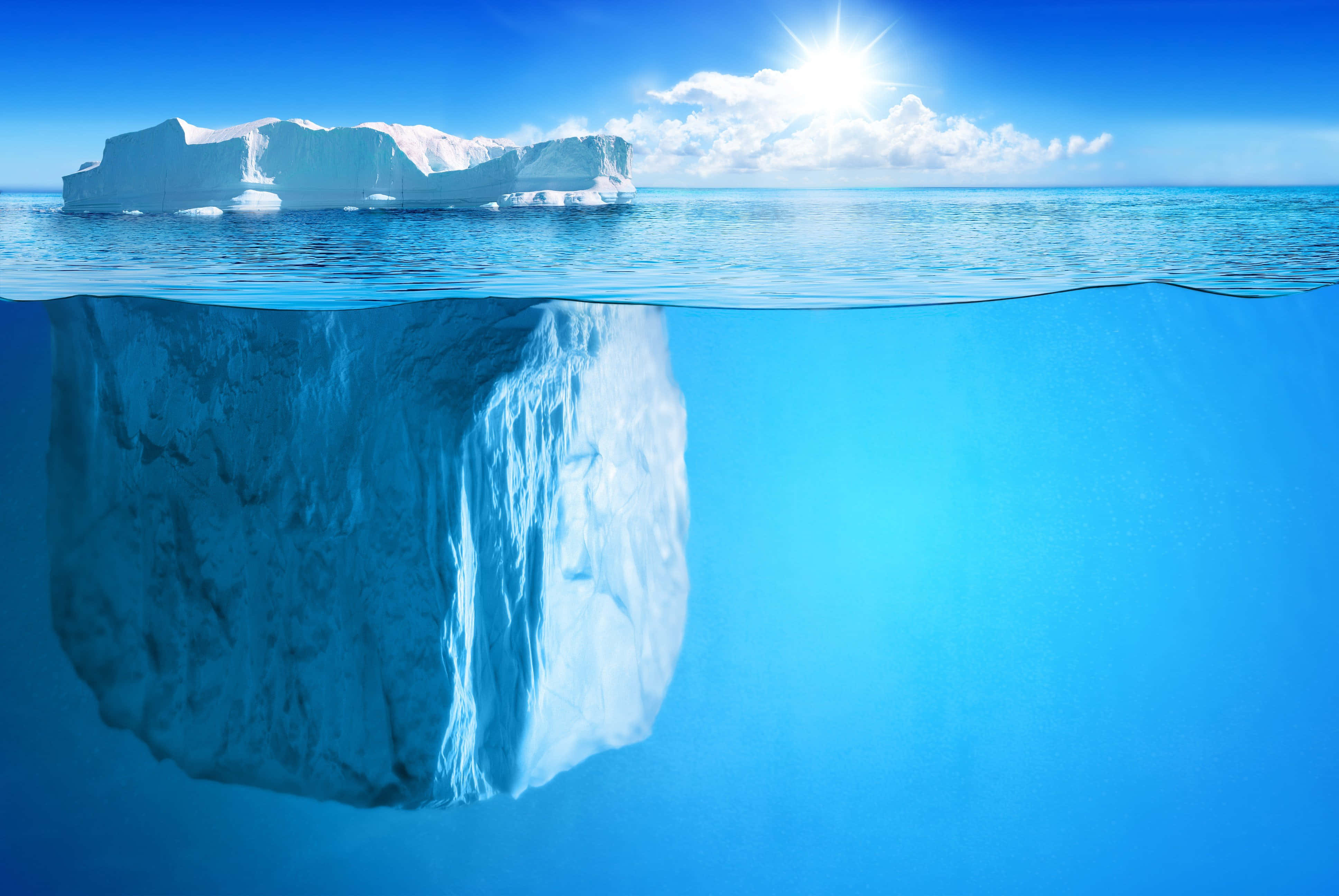 Iceberg, Pristine Waters, bright sun, 4K Desktop Wallpaper