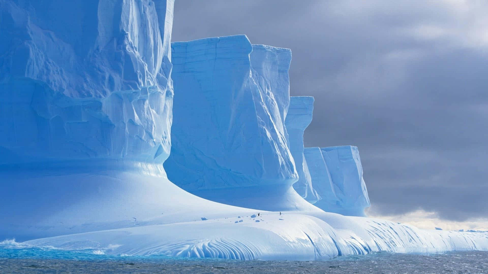 Iceberg, Open Sea, Stormy gray sky, Full HD Desktop Wallpaper