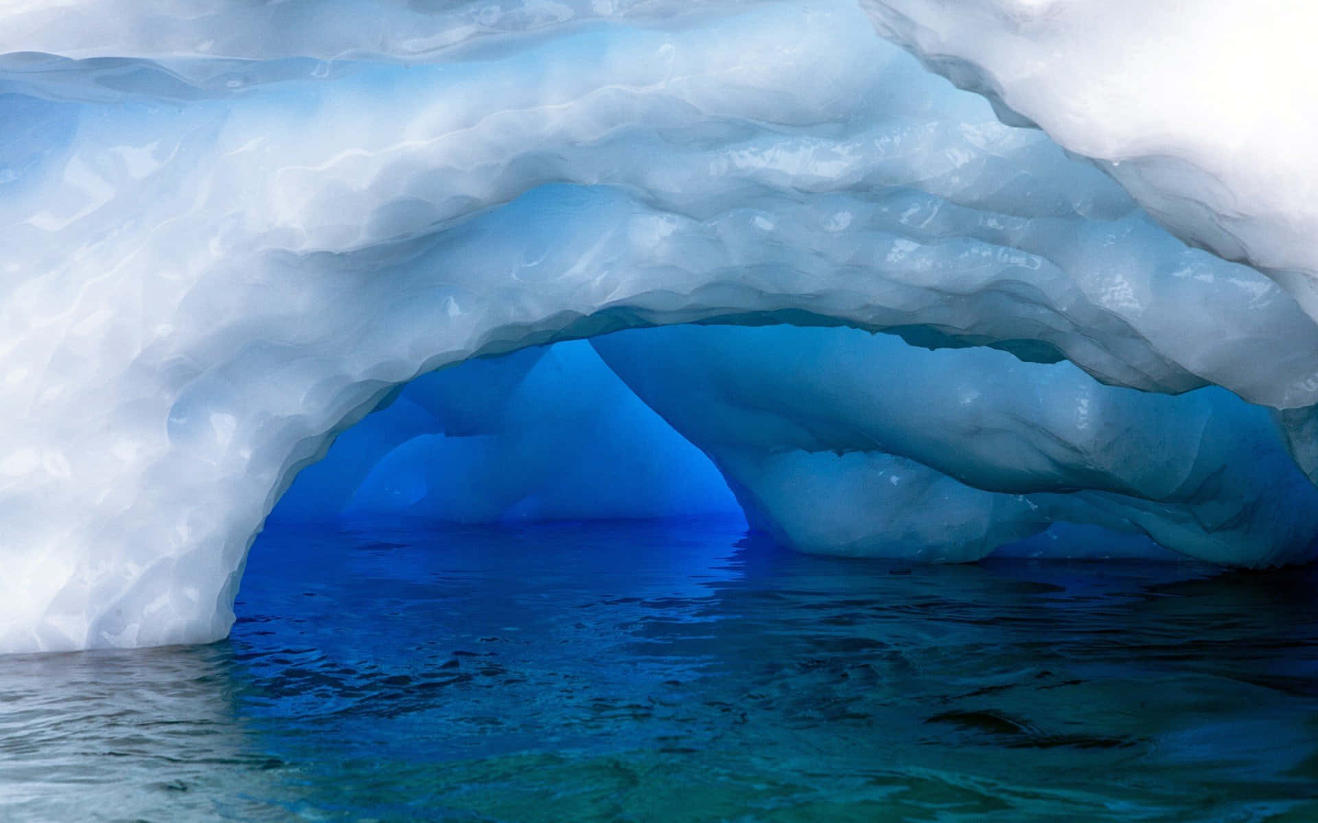Iceberg, deep blue light, calm turquoise waters, Full HD Desktop Wallpaper