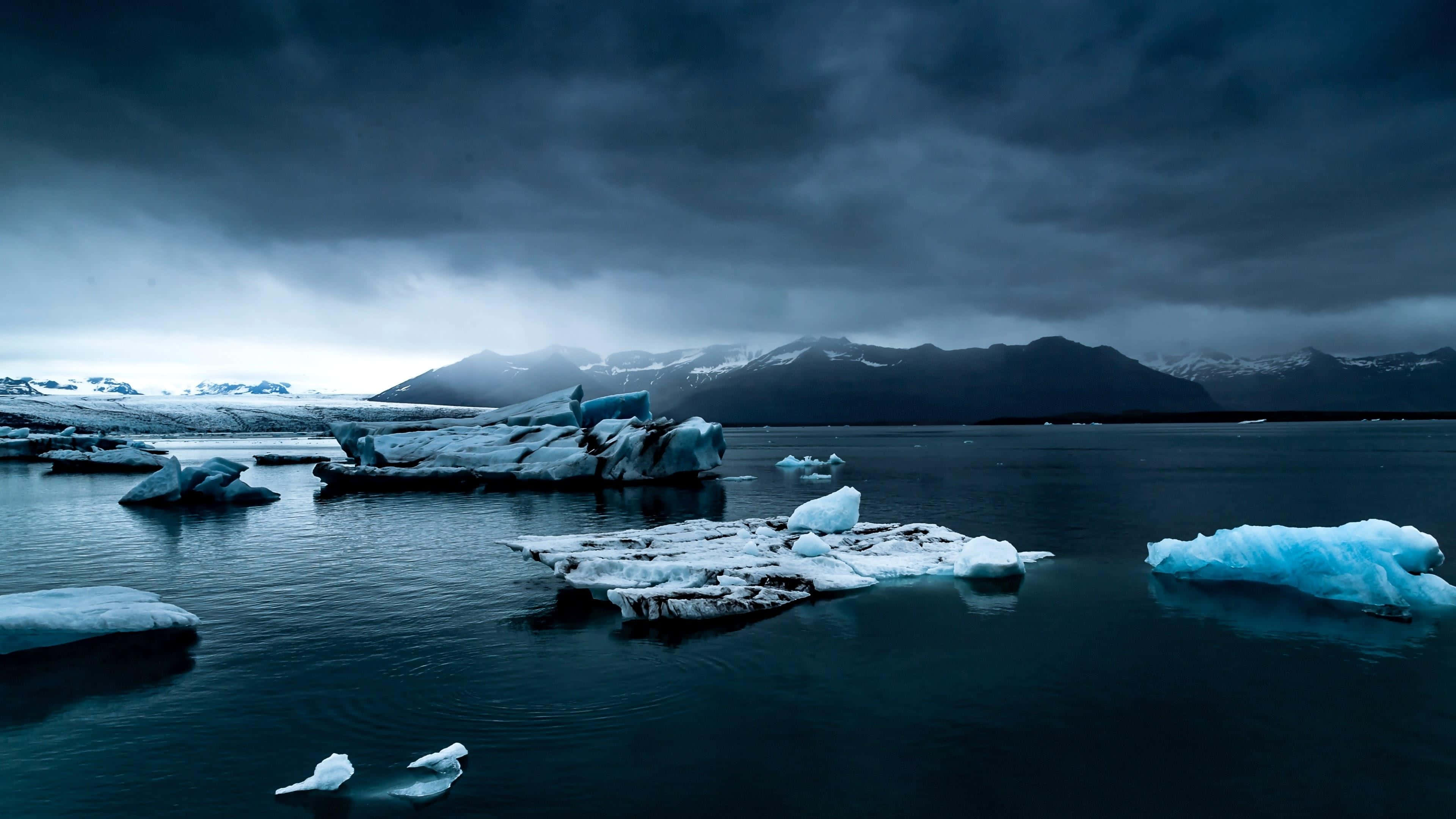 Iceland Desktop, glacier lagoon, icebergs, 4K Desktop Wallpaper
