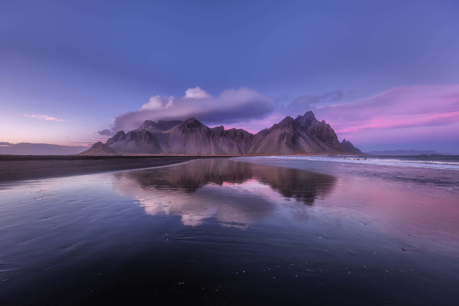 Iceland, twilight, jagged mountains, Full HD Desktop Wallpaper