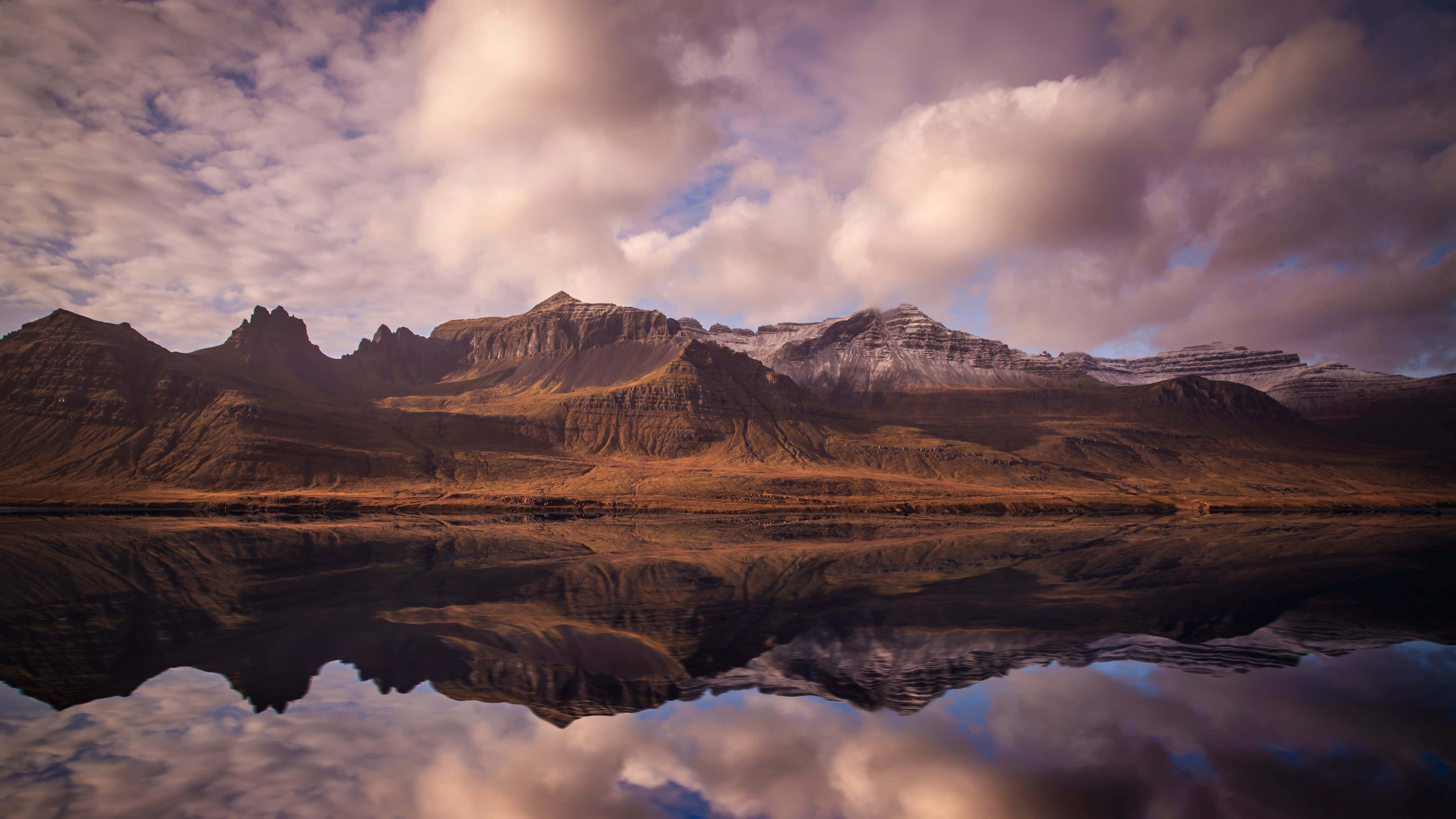 Iceland, fjord, snow-capped peaks, 5K Desktop Wallpaper