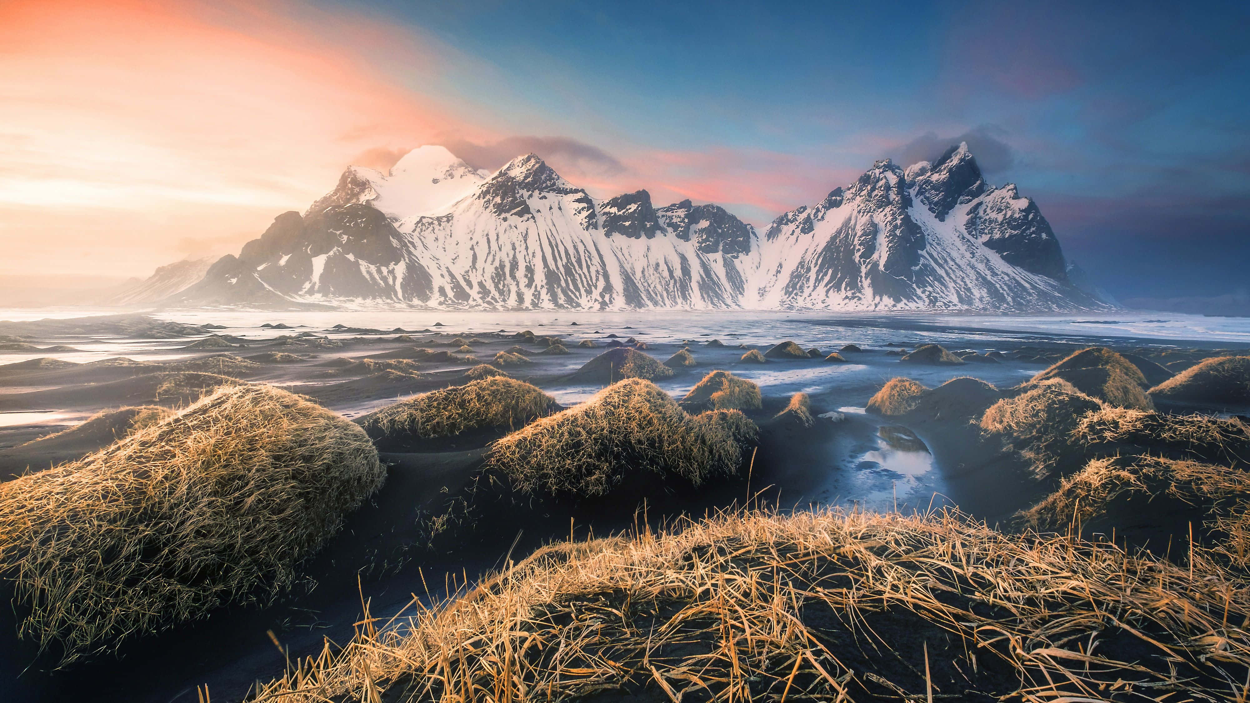 Iceland, glaciers, cliffs, 4K Desktop Wallpaper