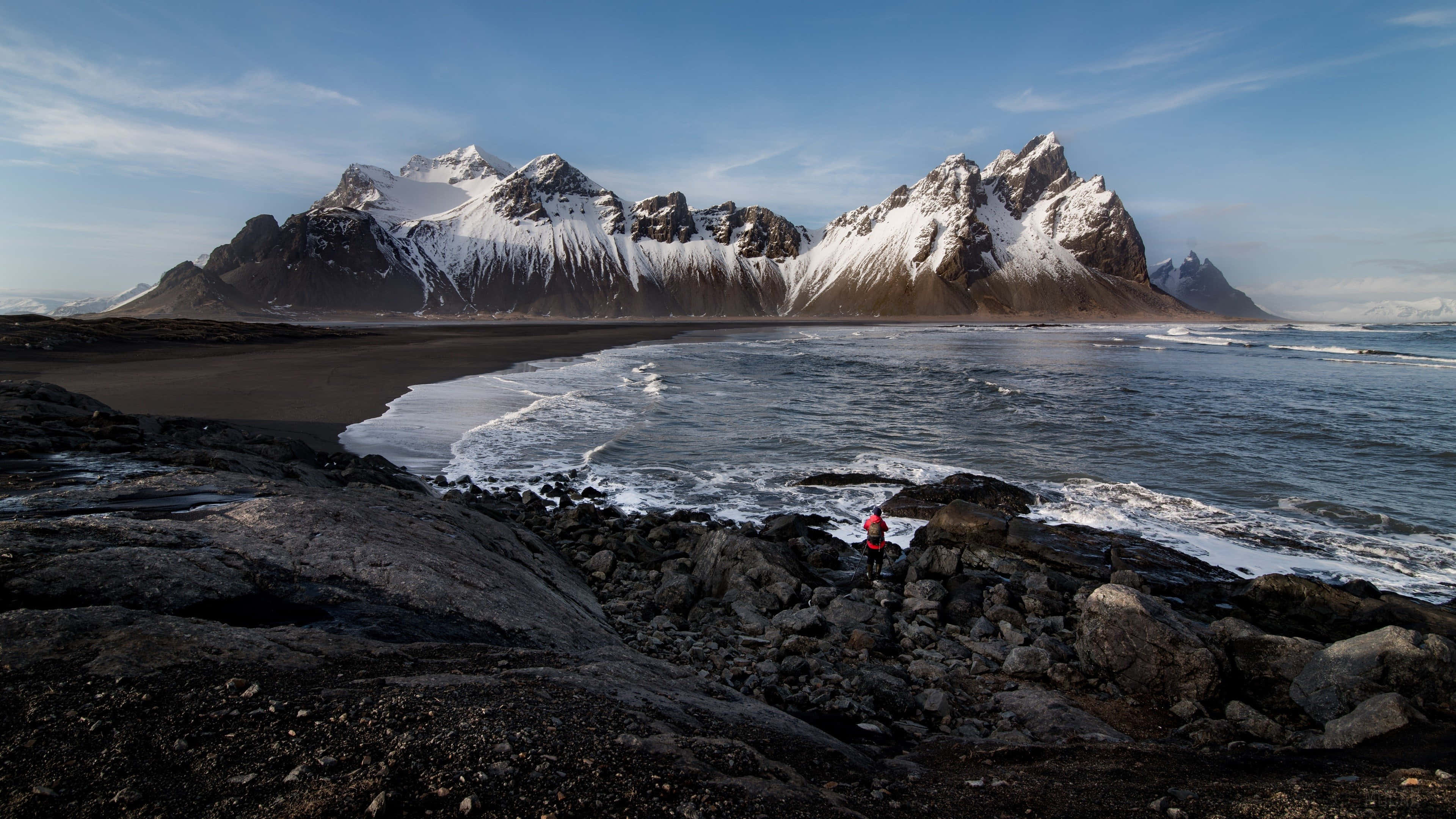 Iceland Desktop, beach, mountain view, 4K Desktop Wallpaper