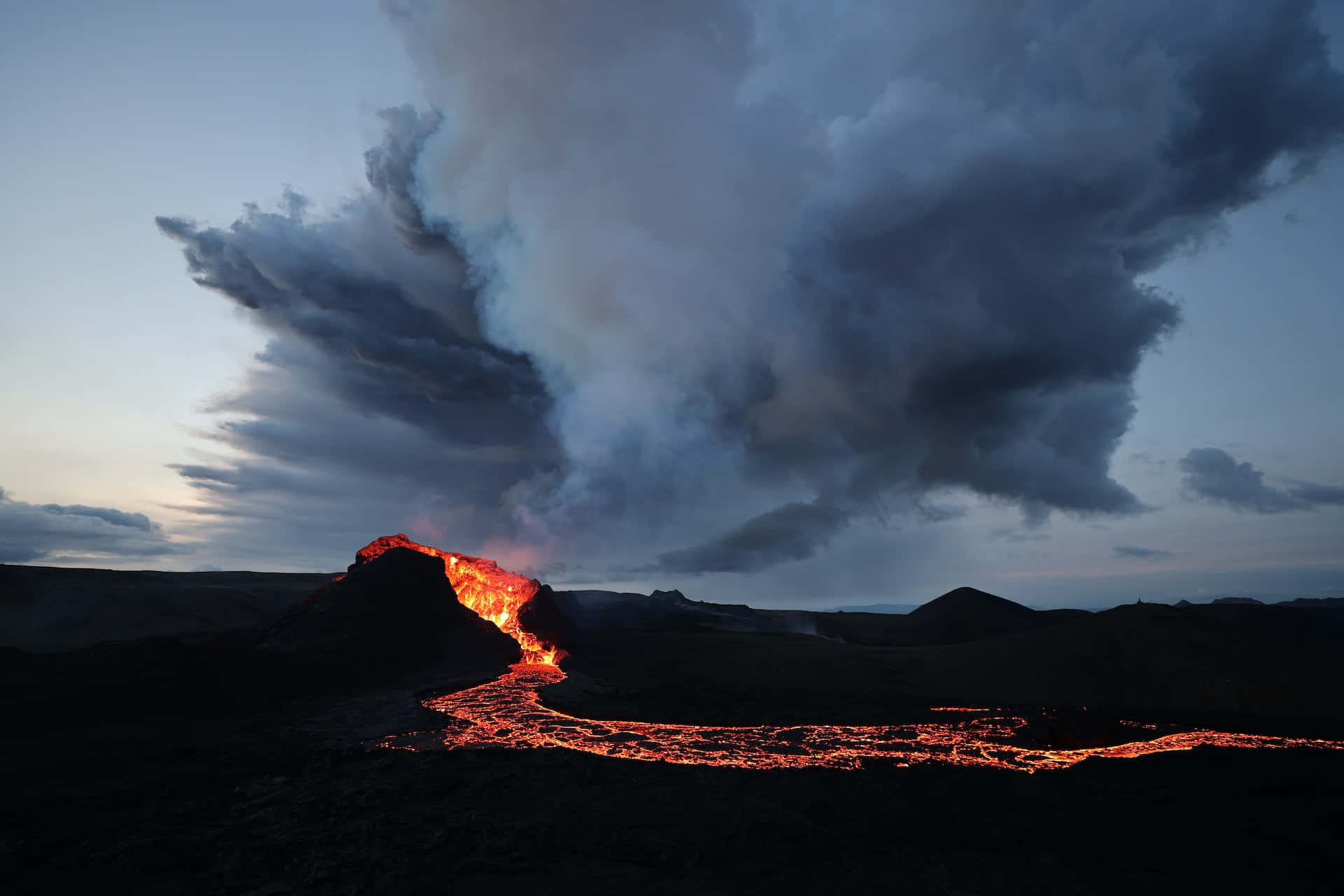 Iceland Desktop, lava flow, dusk, Full HD Desktop Wallpaper