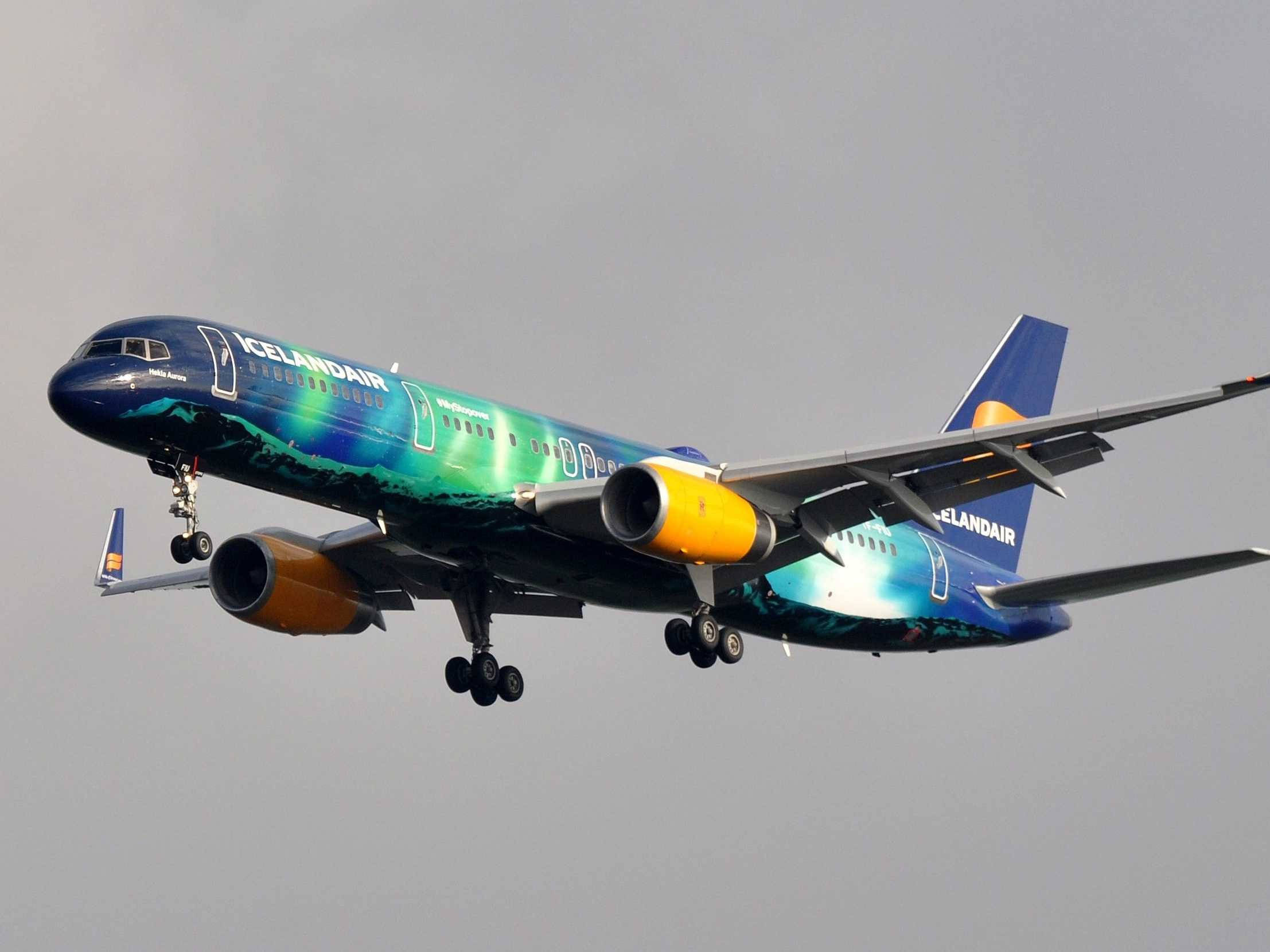 Icelandair, aviation blue, aurora-themed livery, Full HD Desktop Wallpaper