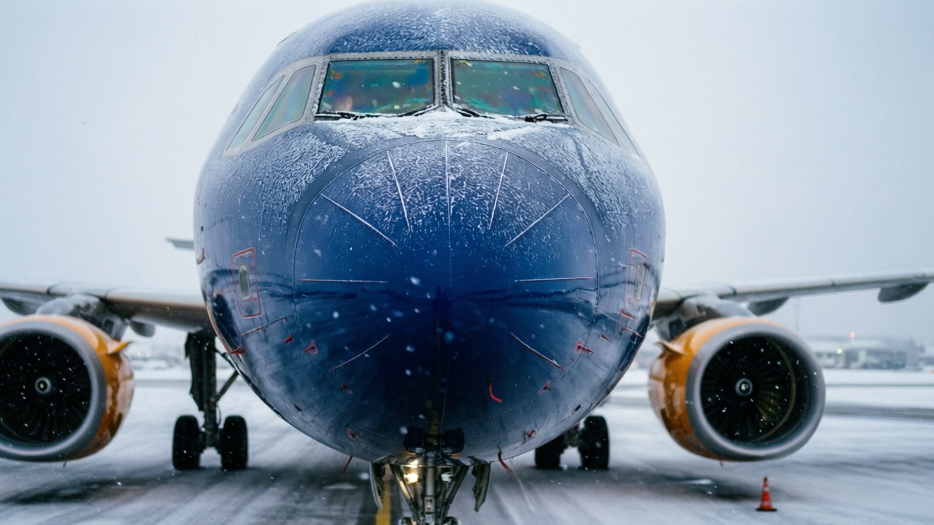 Icelandair, blue airplane, orange engines, Full HD Desktop Wallpaper