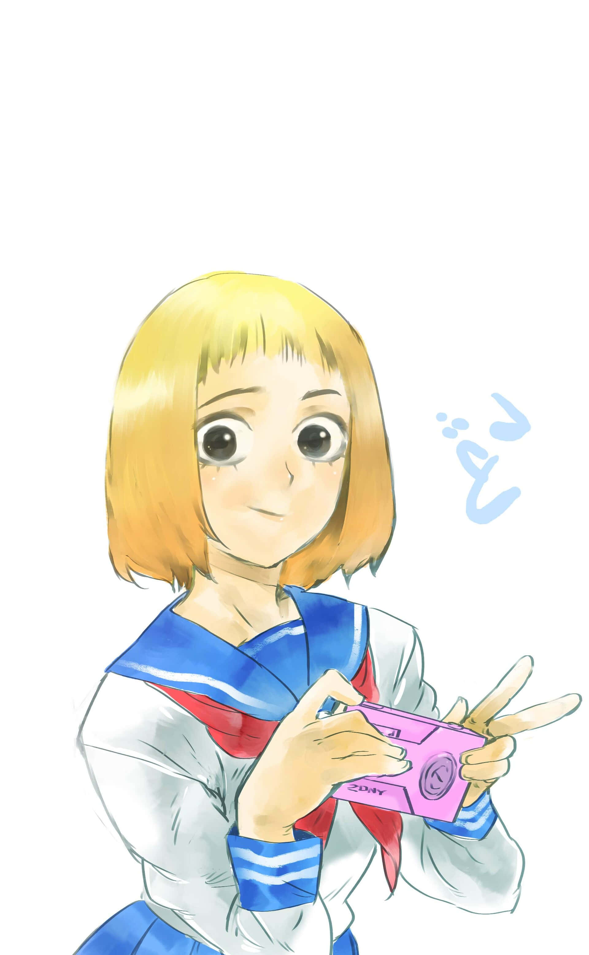 Ichi Mezato, blonde bob hair, sailor uniform, 2K Phone Wallpaper
