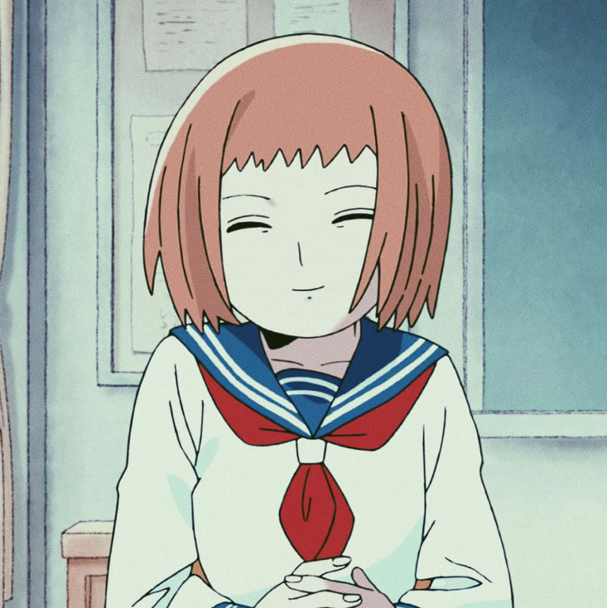 Ichi Mezato, short pink hair, sailor uniform, SD Phone Wallpaper