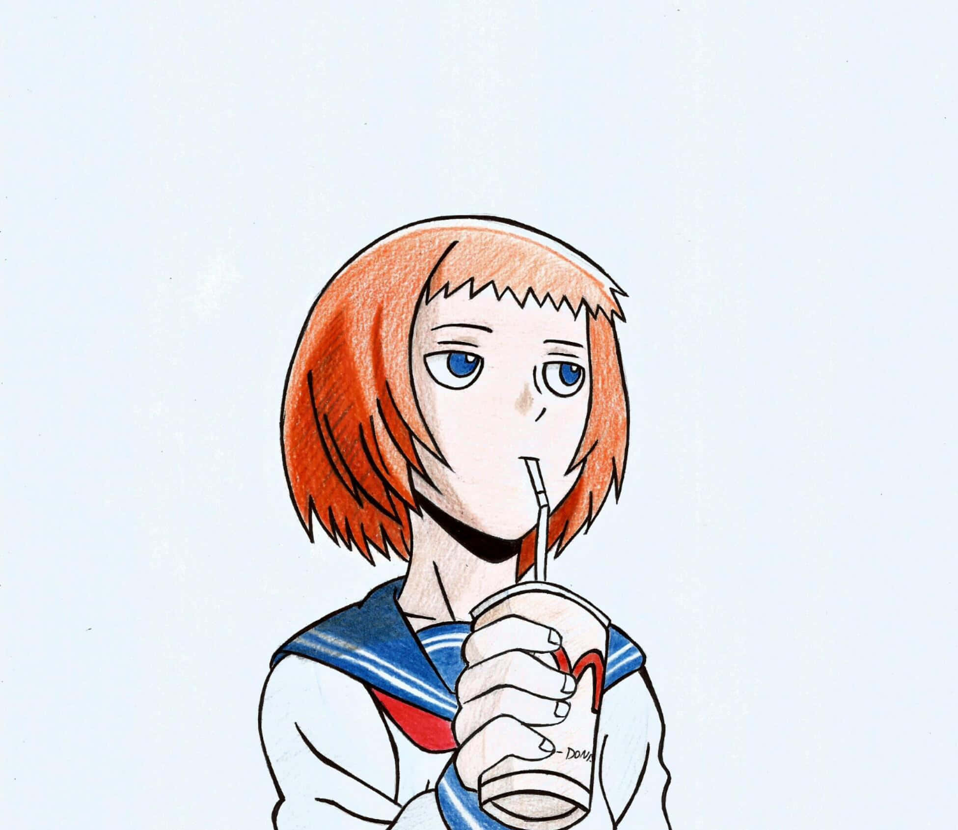 Ichi Mezato, orange hair, blue eyes, Full HD Desktop Wallpaper