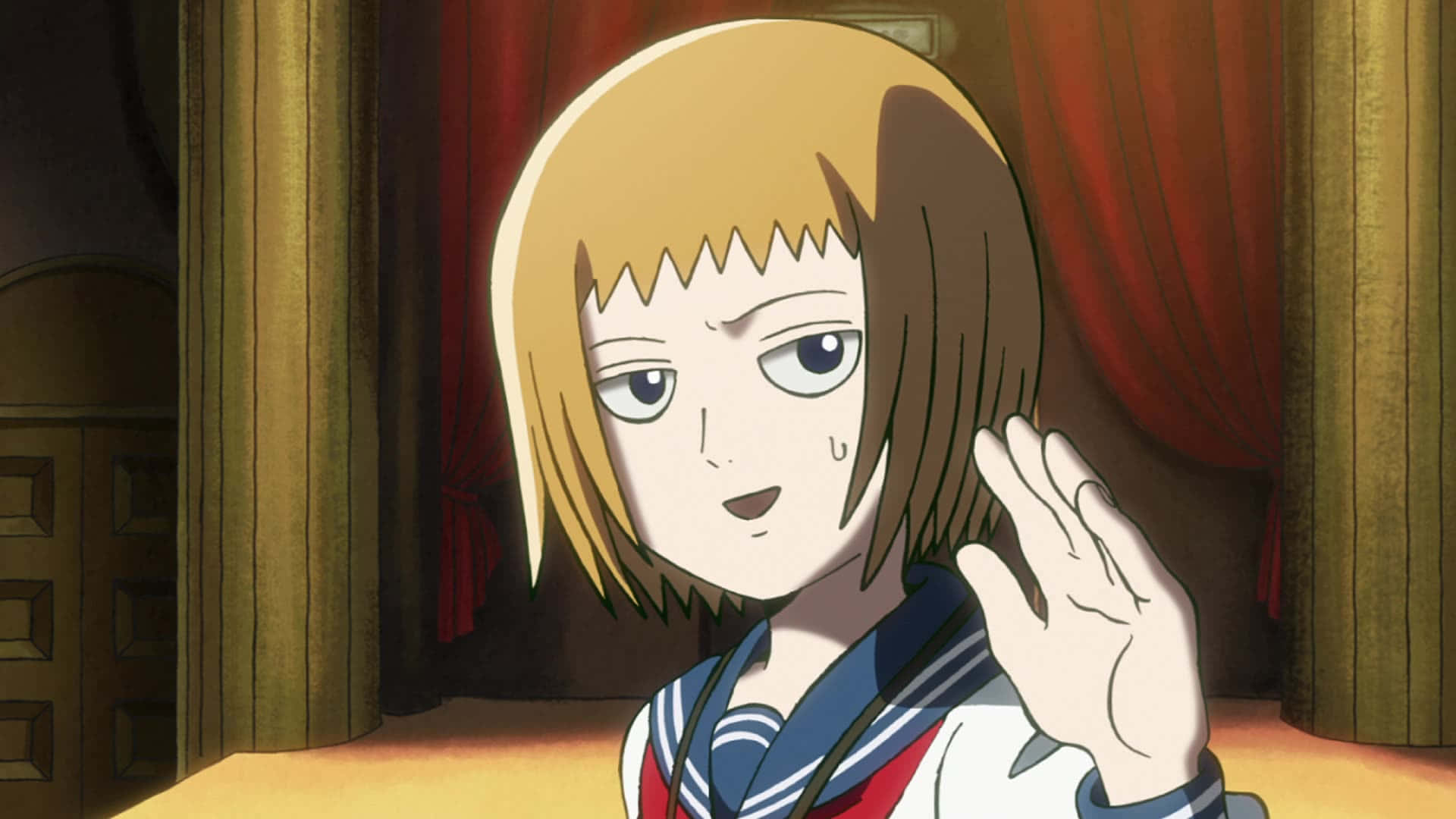 Ichi Mezato, sailor uniform, blonde anime girl, Full HD Desktop Wallpaper