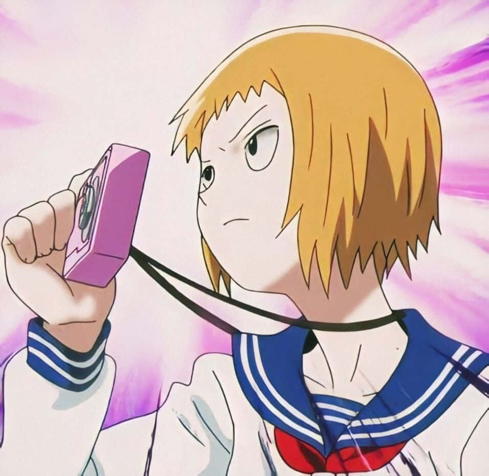 Ichi Mezato, sailor uniform, pink camera, SD Desktop Wallpaper