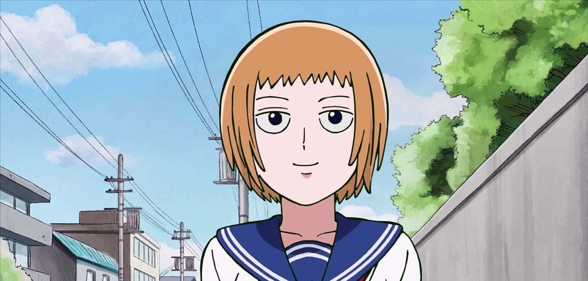 Ichi Mezato, sailor uniform, short orange hair, Full HD Desktop Wallpaper