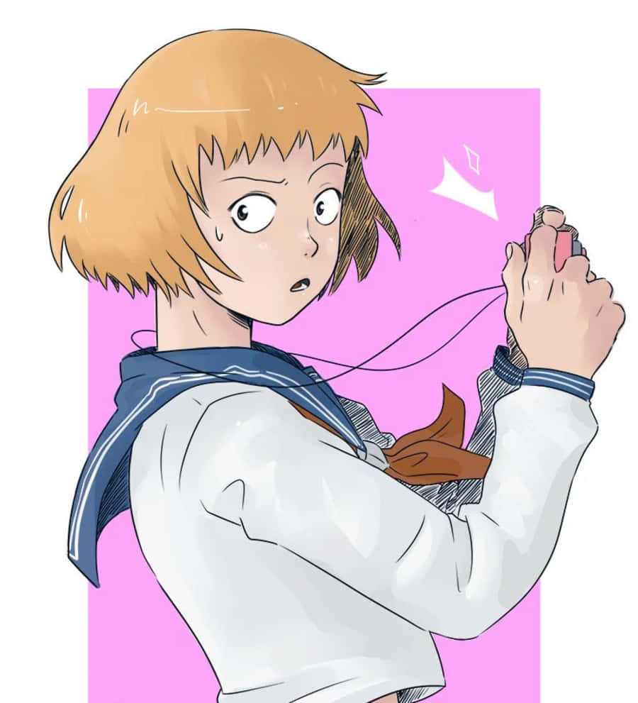 Ichi Mezato, sailor uniform, short blonde hair, SD Phone Wallpaper